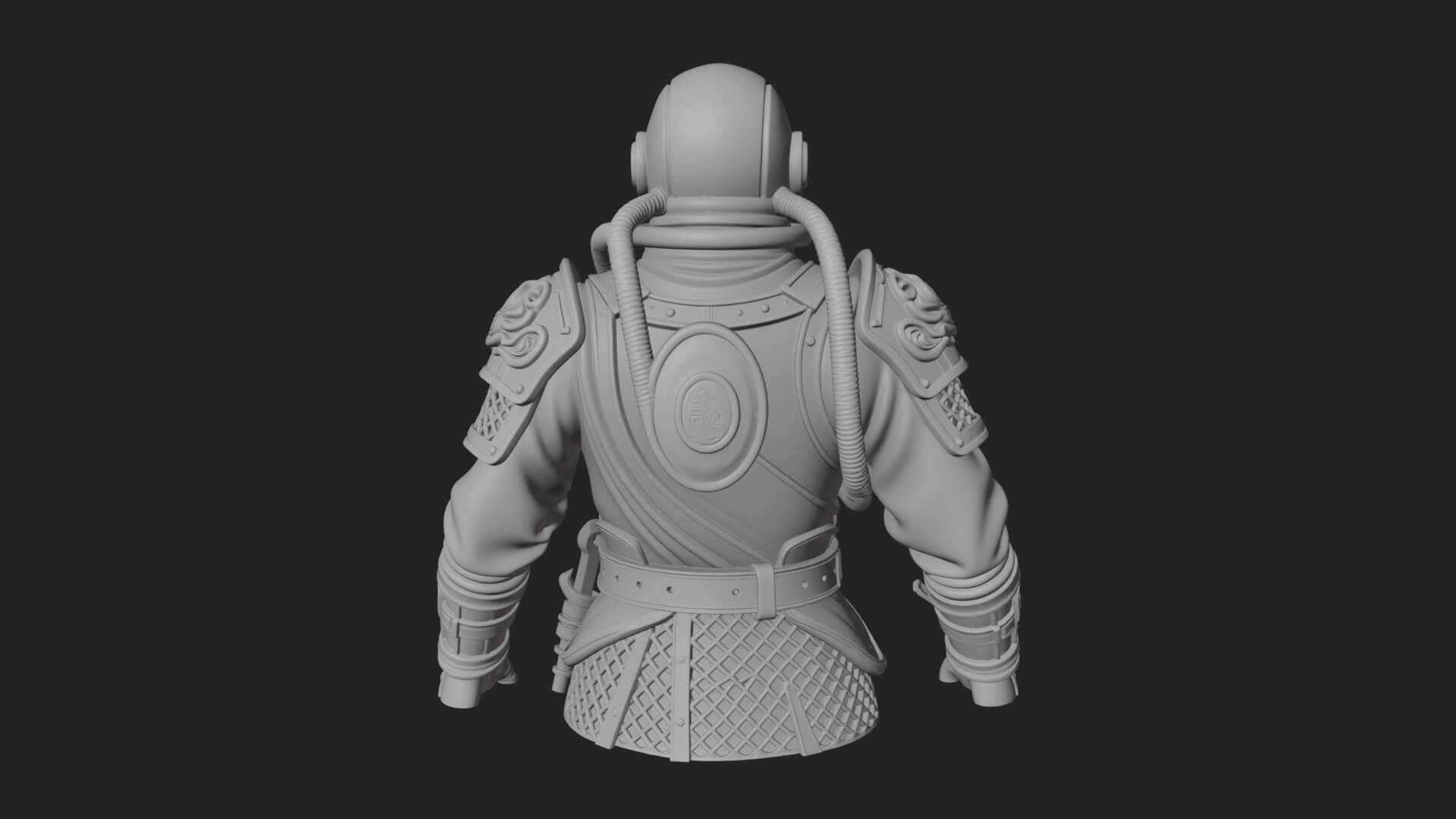 Helmed Diver Soldier Bust Design 3 3D Print Model 3D Model