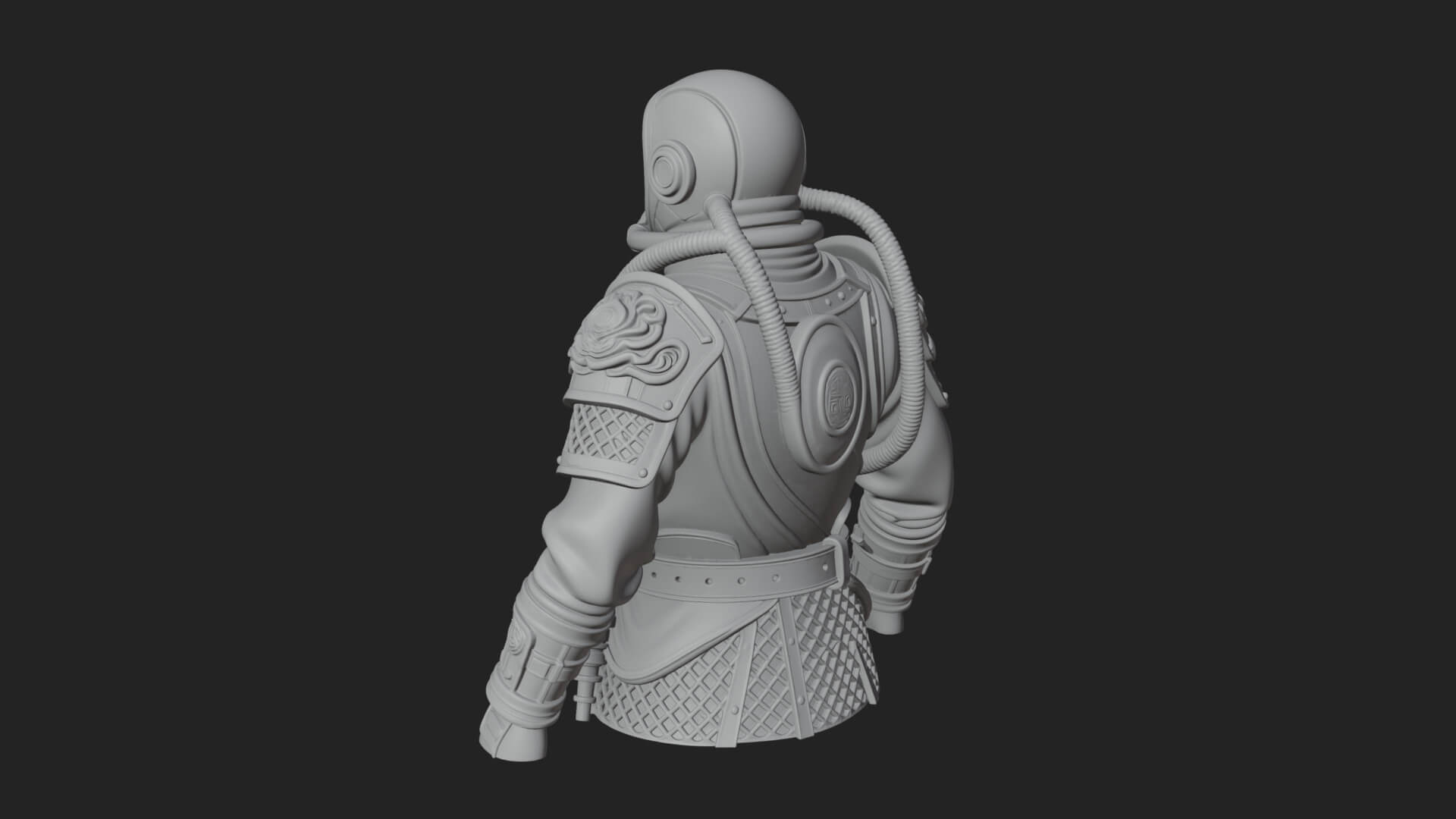 Helmed Diver Soldier Bust Design 3 3D Print Model 3D Model