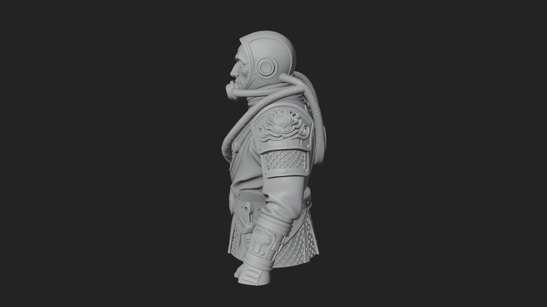 Helmed Diver Soldier Bust Design 3 3D Print Model 3D Model
