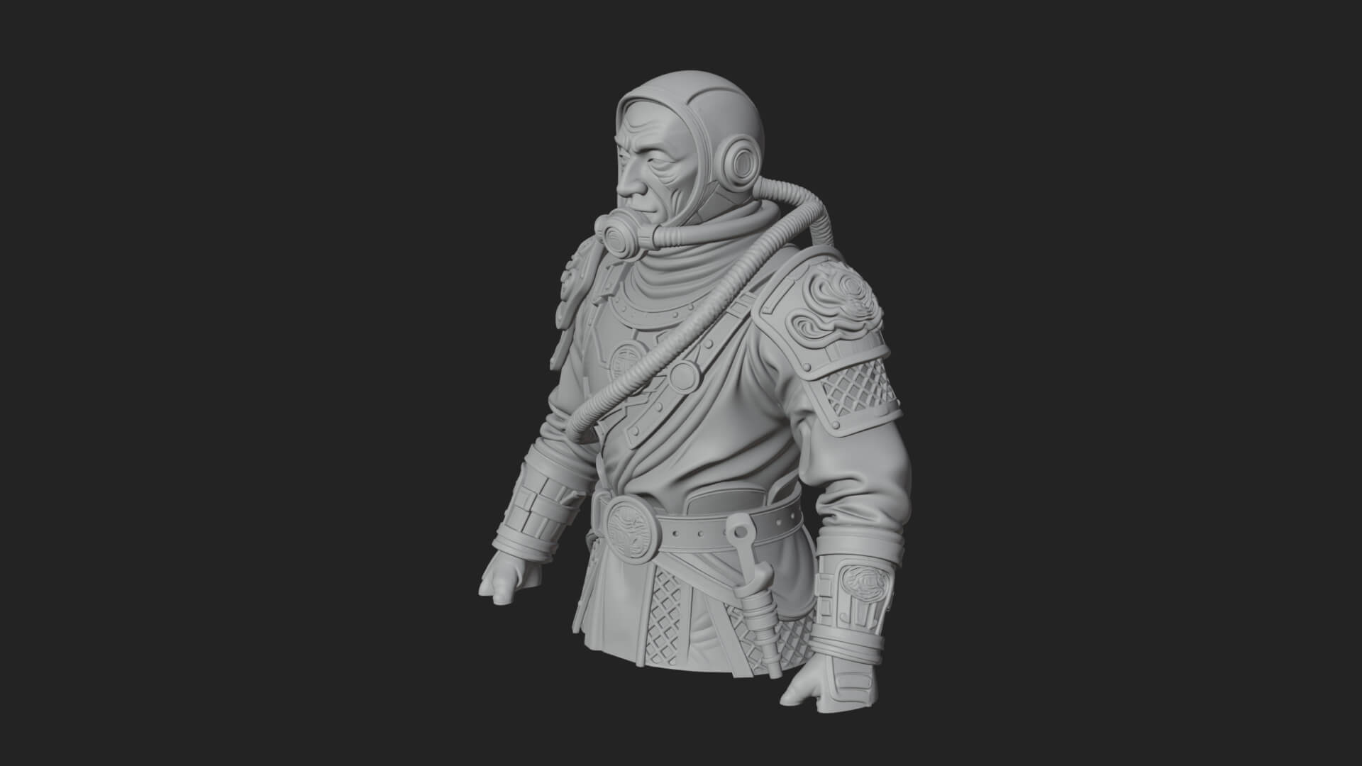 Helmed Diver Soldier Bust Design 3 3D Print Model 3D Model