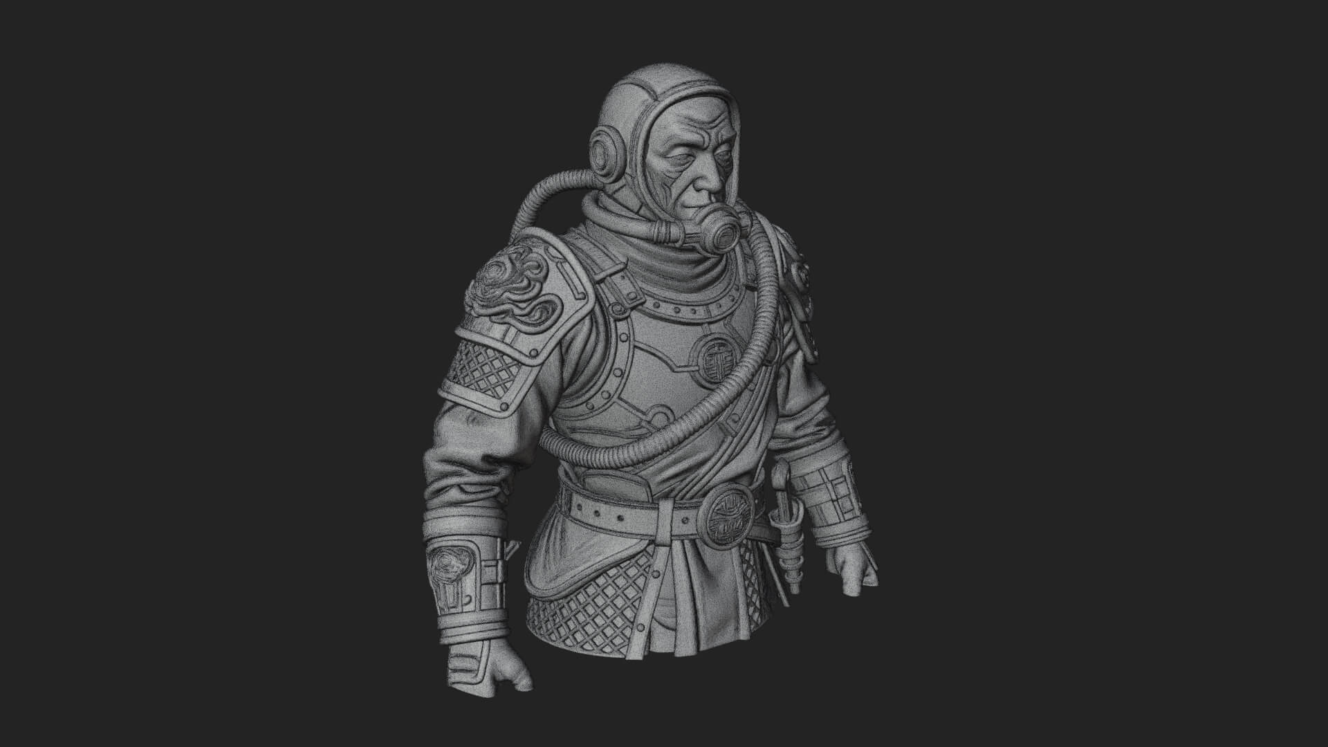 Helmed Diver Soldier Bust Design 3 3D Print Model 3D Model