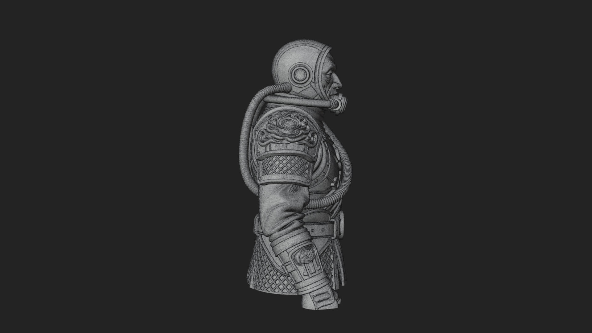 Helmed Diver Soldier Bust Design 3 3D Print Model 3D Model