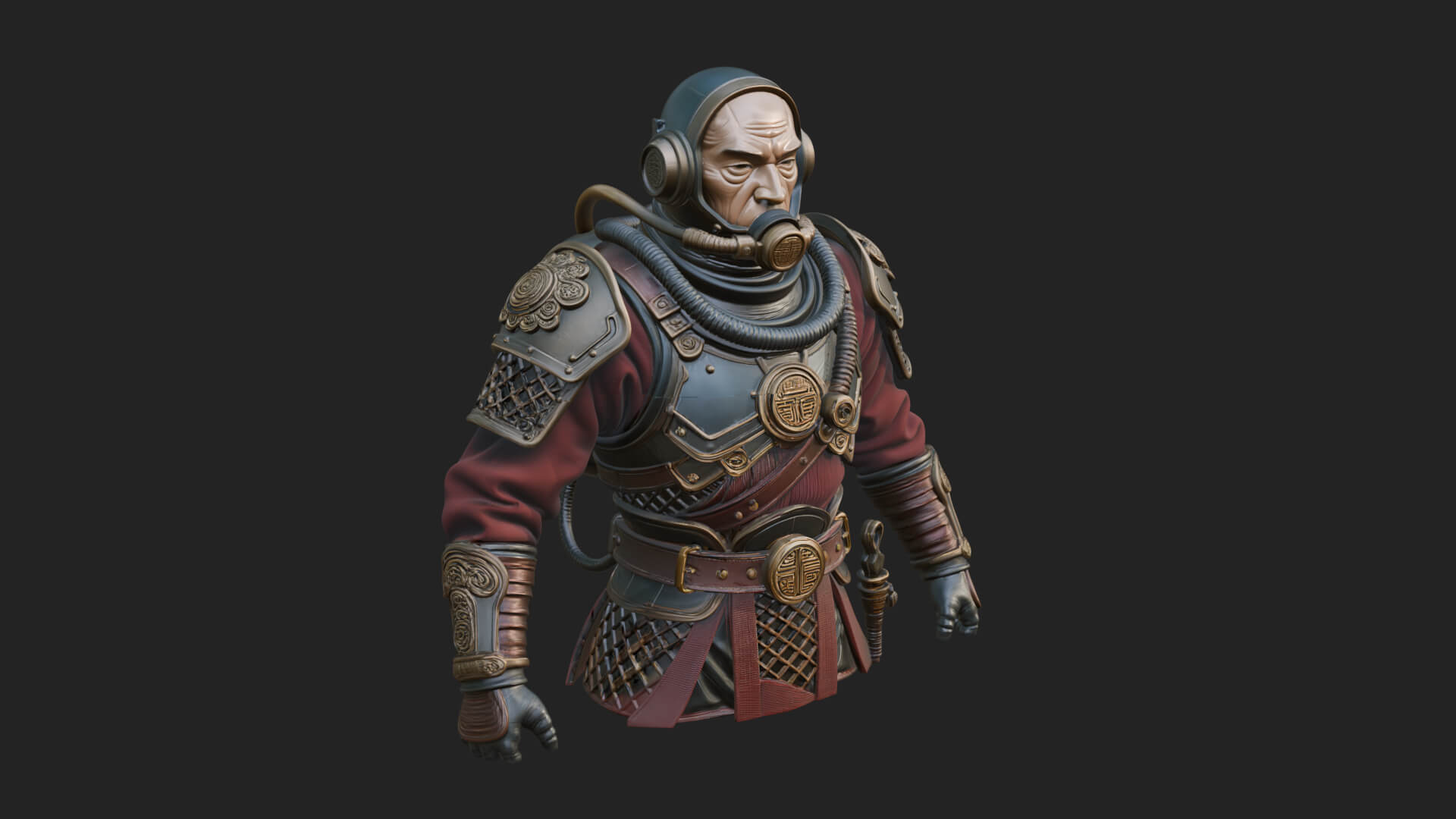 Helmed Diver Soldier Bust Design 4 3D Print Model 3D Model