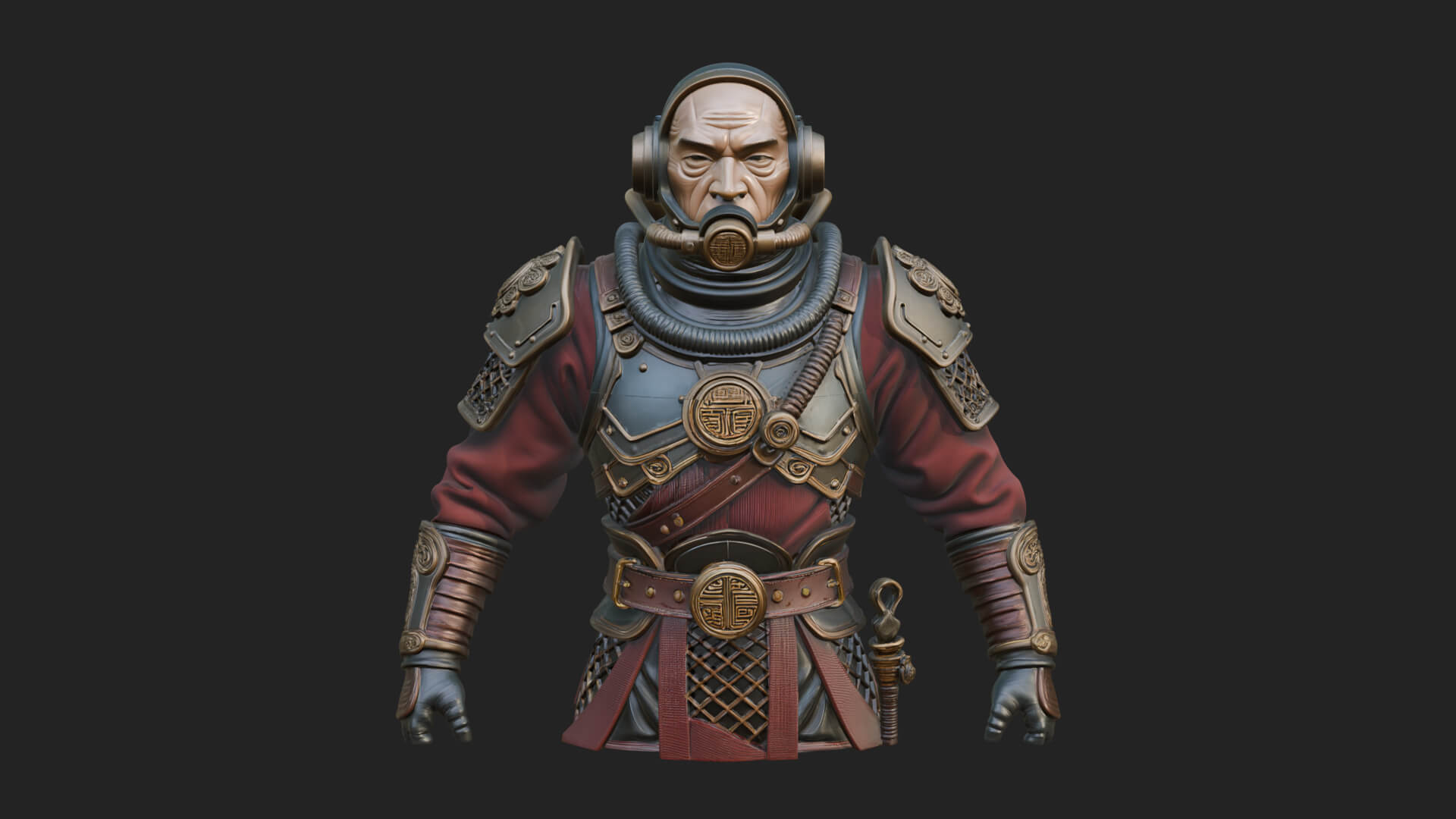 Helmed Diver Soldier Bust Design 4 3D Print Model 3D Model