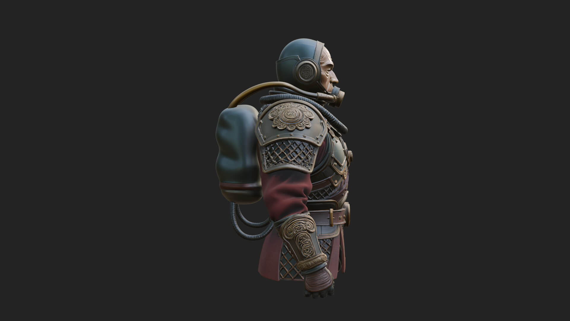 Helmed Diver Soldier Bust Design 4 3D Print Model 3D Model