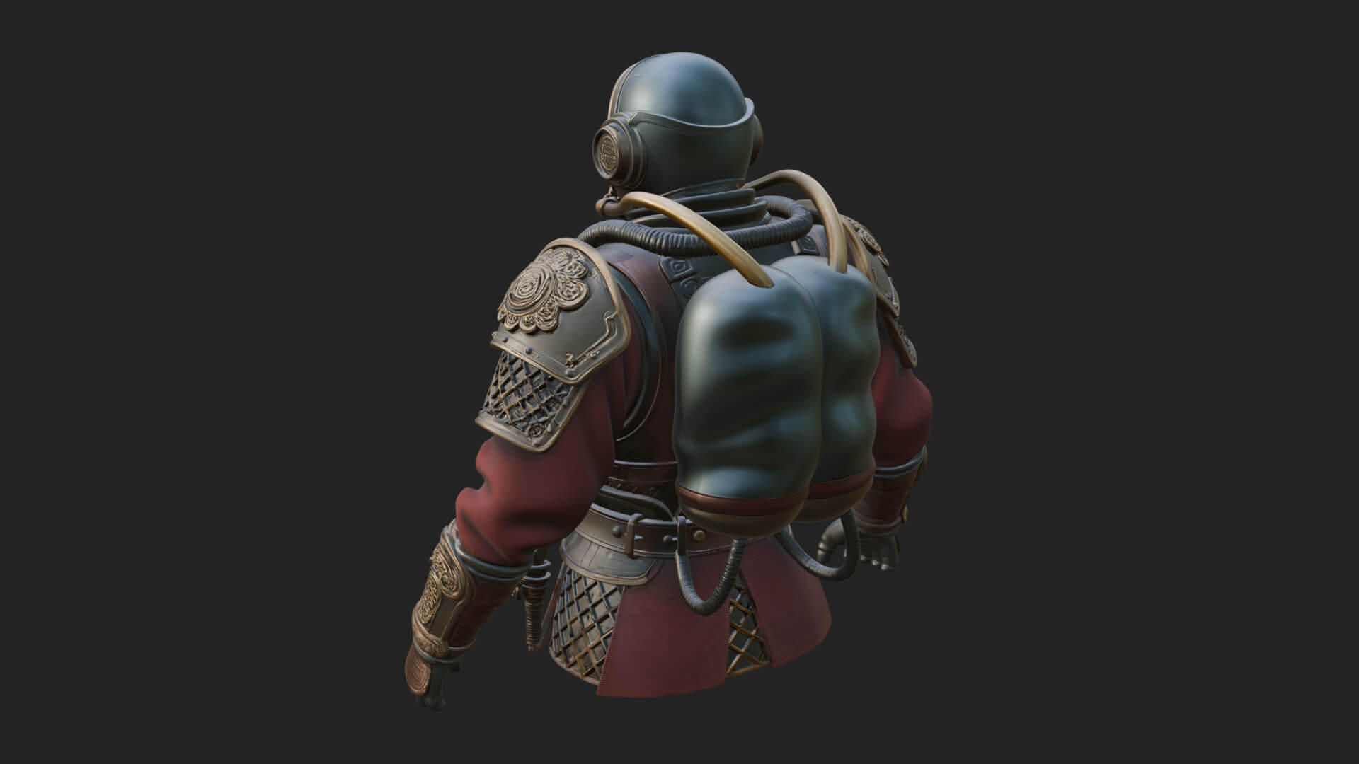 Helmed Diver Soldier Bust Design 4 3D Print Model 3D Model