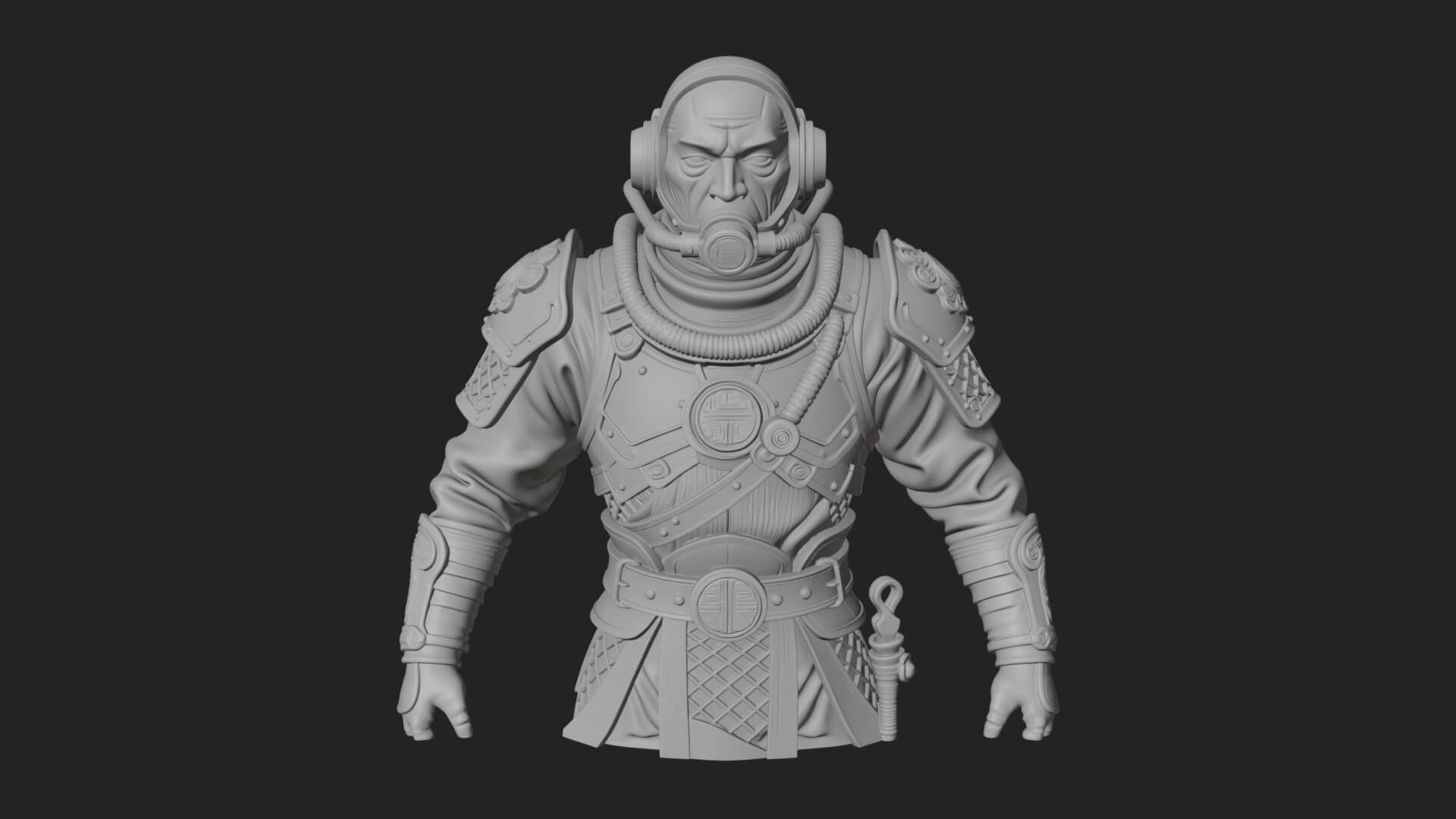 Helmed Diver Soldier Bust Design 4 3D Print Model 3D Model