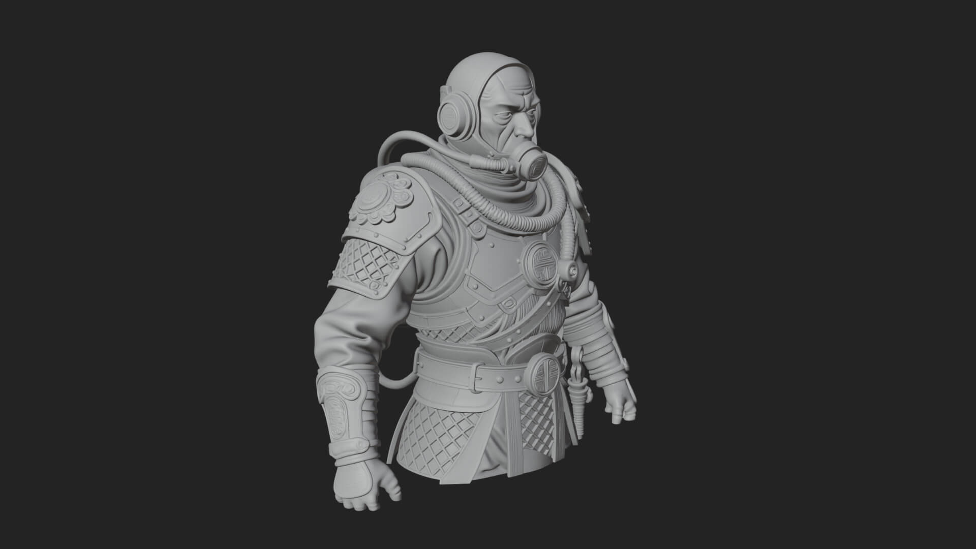 Helmed Diver Soldier Bust Design 4 3D Print Model 3D Model