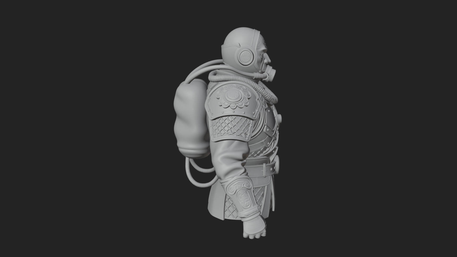 Helmed Diver Soldier Bust Design 4 3D Print Model 3D Model