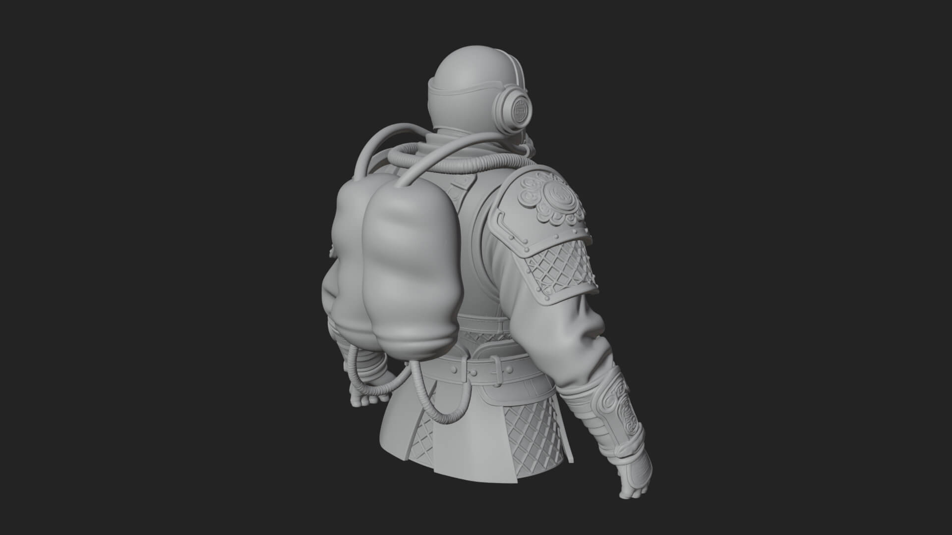Helmed Diver Soldier Bust Design 4 3D Print Model 3D Model