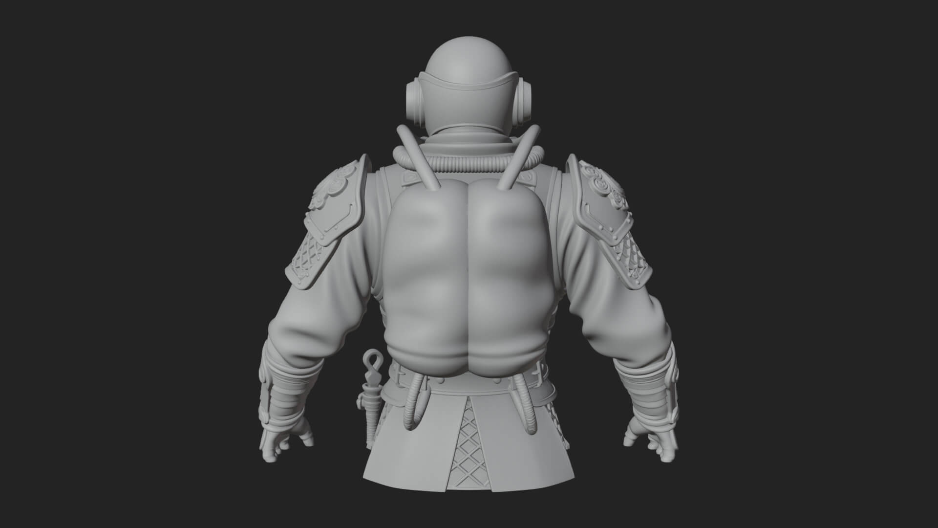 Helmed Diver Soldier Bust Design 4 3D Print Model 3D Model