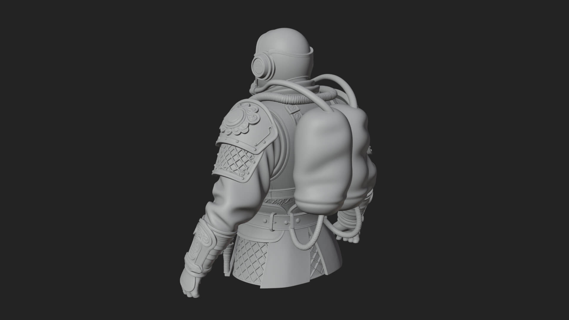Helmed Diver Soldier Bust Design 4 3D Print Model 3D Model