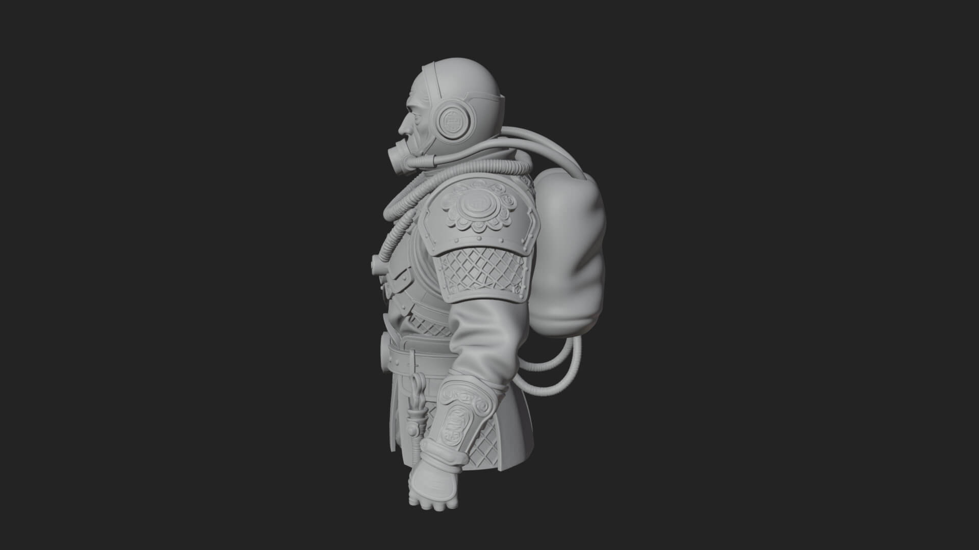 Helmed Diver Soldier Bust Design 4 3D Print Model 3D Model