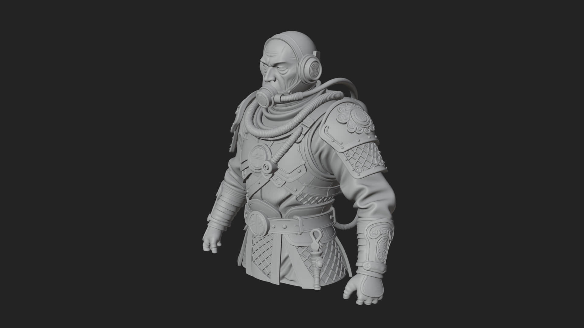 Helmed Diver Soldier Bust Design 4 3D Print Model 3D Model