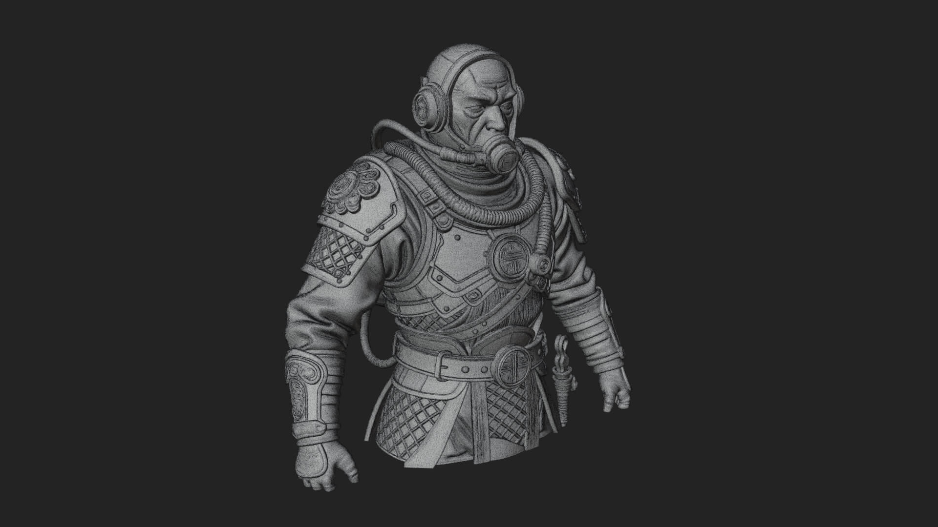 Helmed Diver Soldier Bust Design 4 3D Print Model 3D Model