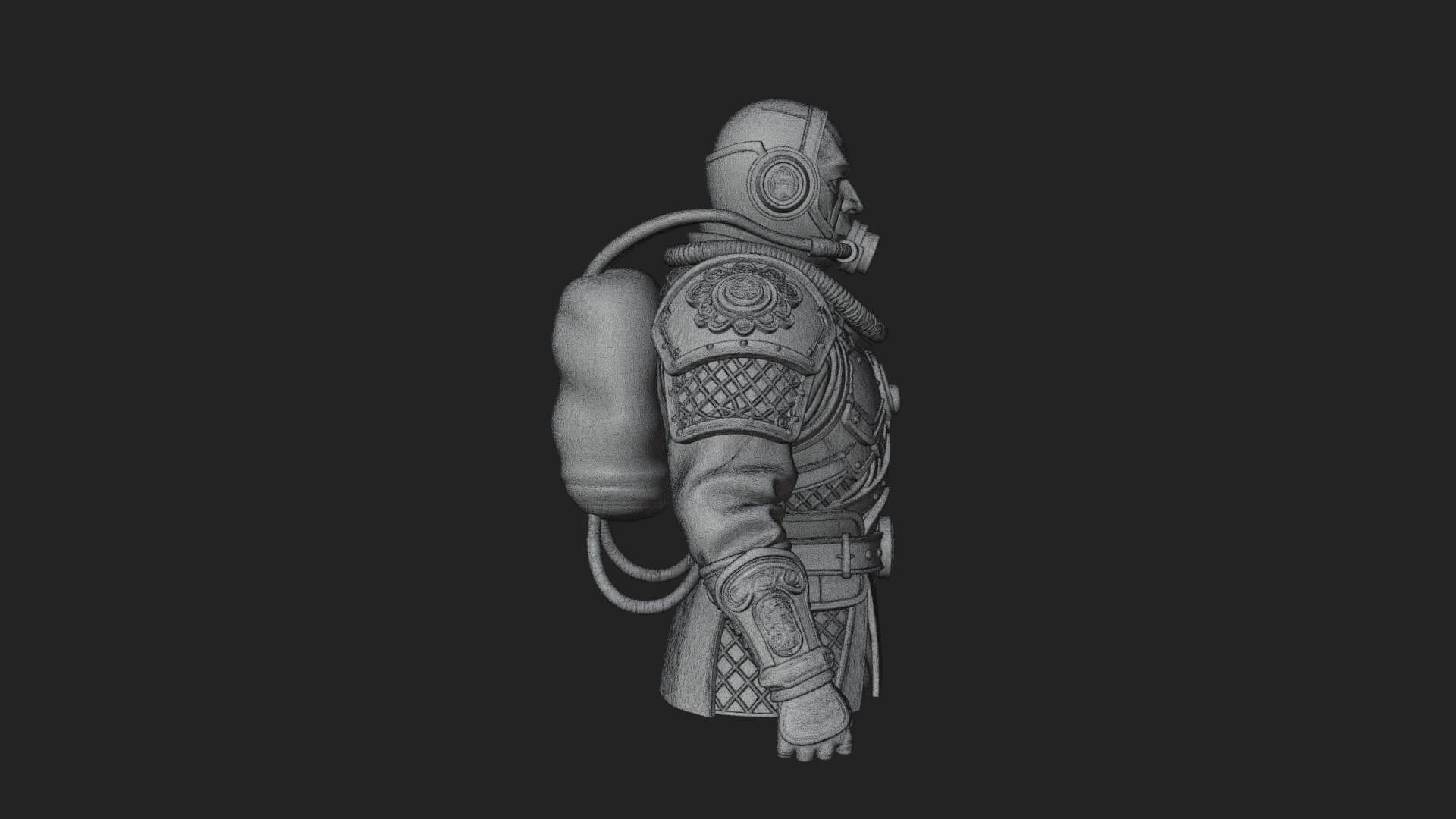 Helmed Diver Soldier Bust Design 4 3D Print Model 3D Model