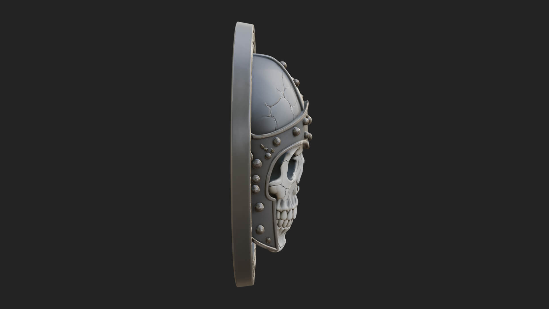 Helmed Skull Oval Relief Plaque Design 1 3D Print Model 3D Model