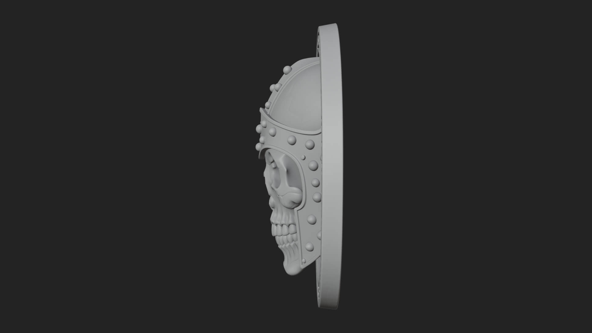 Helmed Skull Oval Relief Plaque Design 1 3D Print Model 3D Model