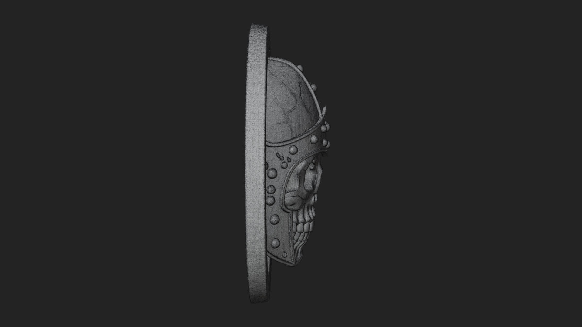 Helmed Skull Oval Relief Plaque Design 1 3D Print Model 3D Model