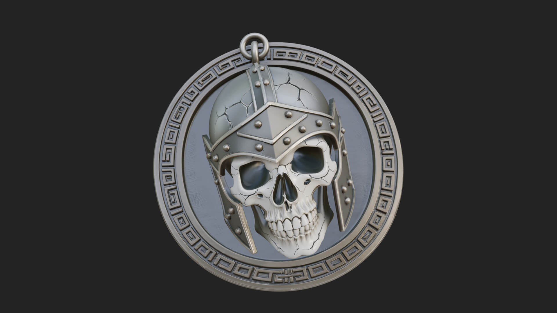 Helmed Skull Oval Relief Plaque Design 2 3D Print Model 3D Model