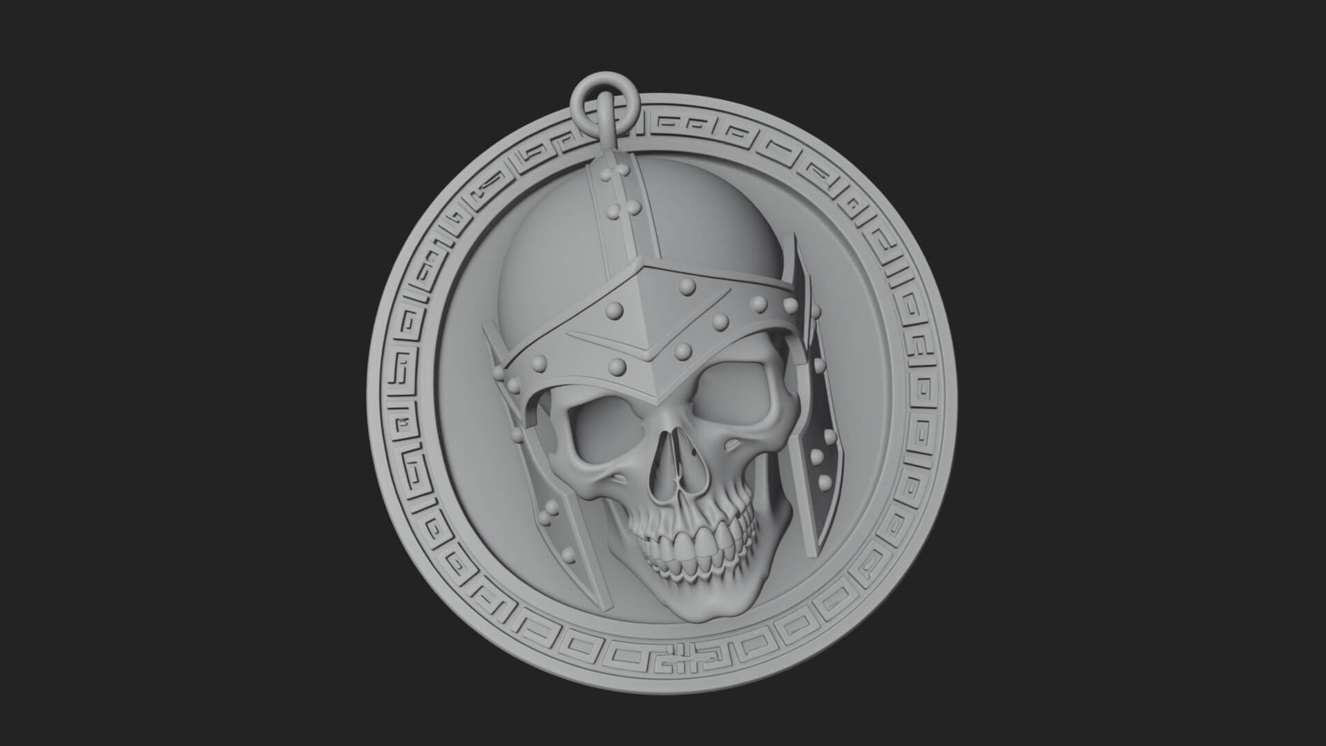 Helmed Skull Oval Relief Plaque Design 2 3D Print Model 3D Model