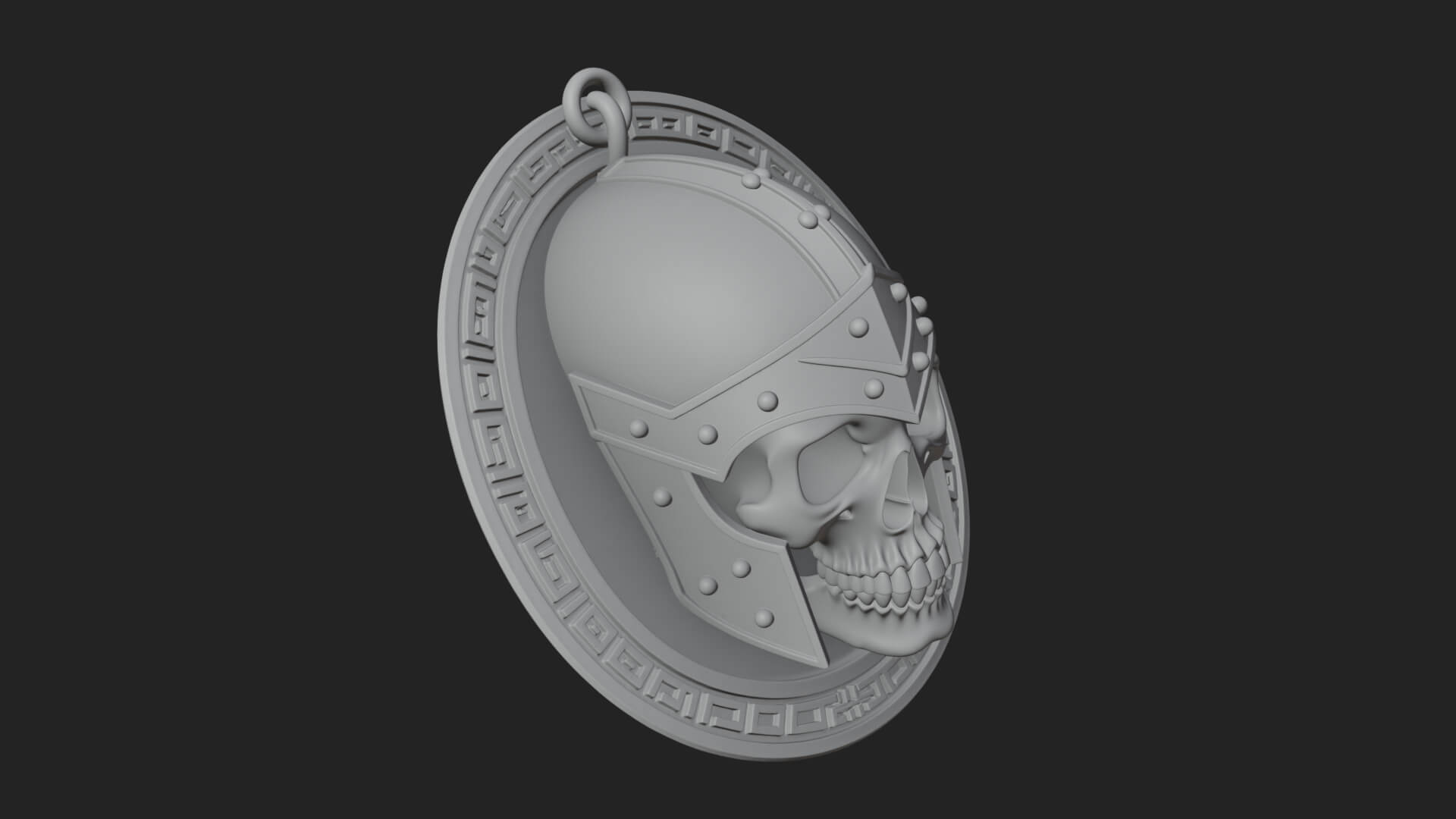 Helmed Skull Oval Relief Plaque Design 2 3D Print Model 3D Model
