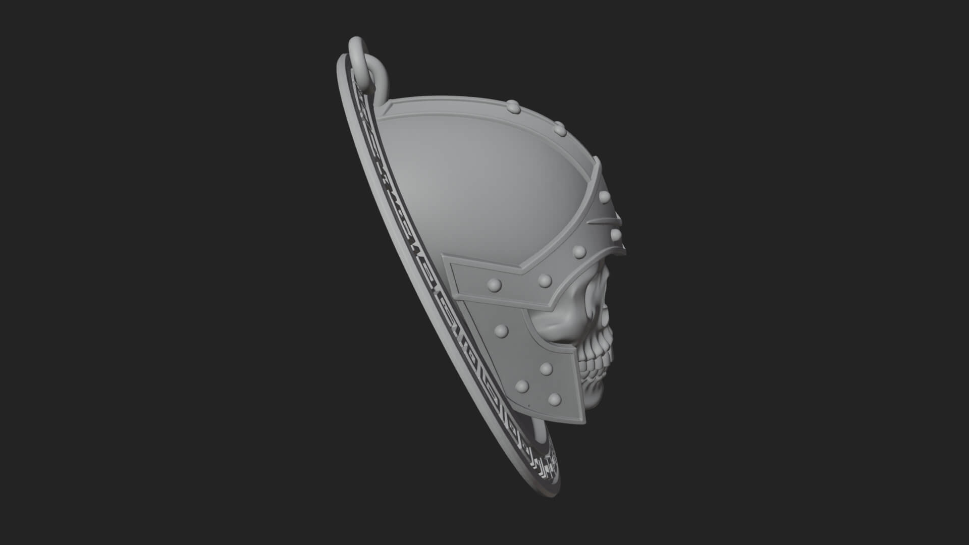 Helmed Skull Oval Relief Plaque Design 2 3D Print Model 3D Model