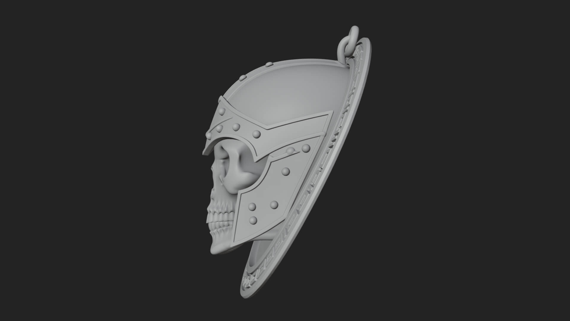 Helmed Skull Oval Relief Plaque Design 2 3D Print Model 3D Model