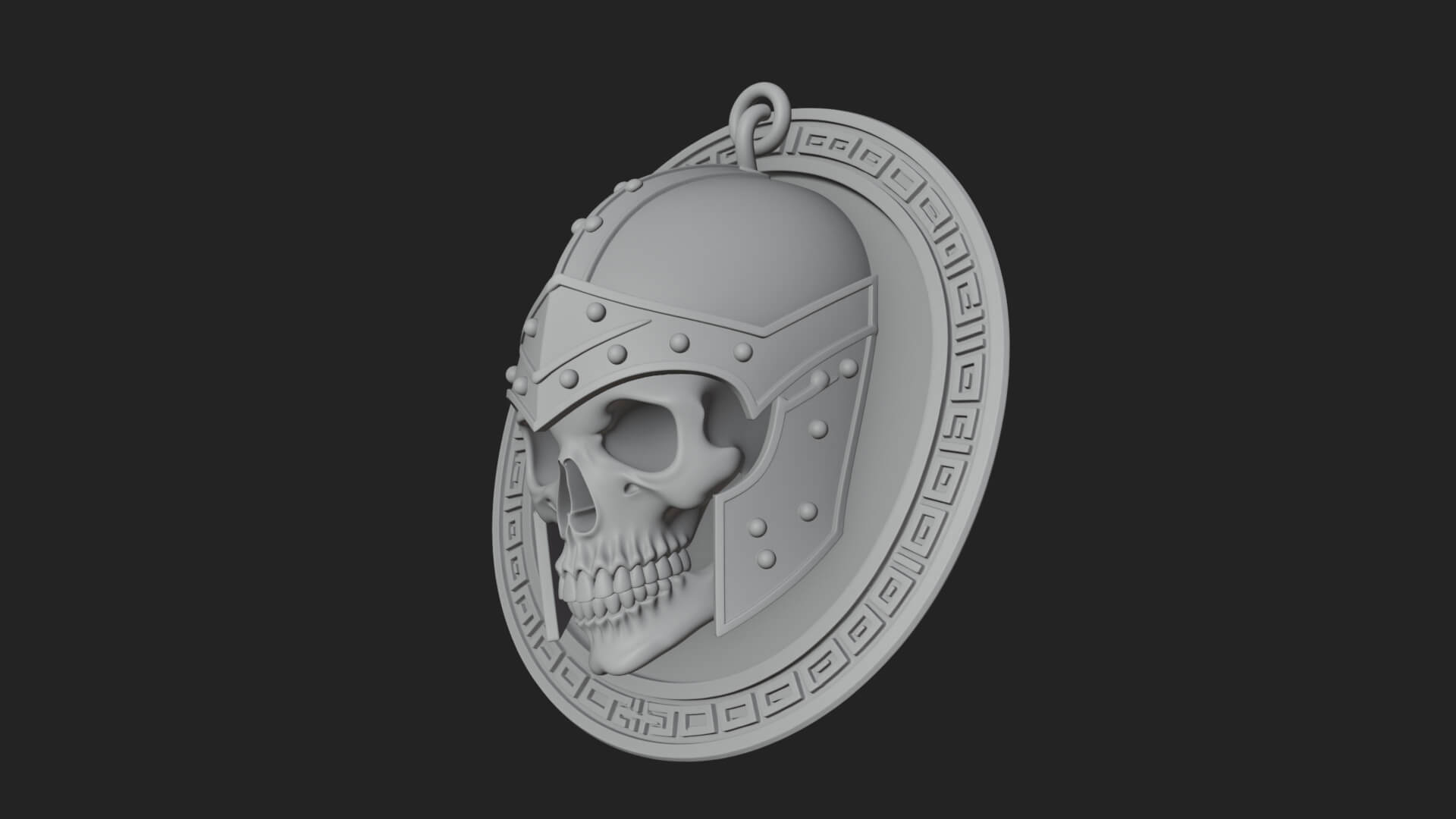 Helmed Skull Oval Relief Plaque Design 2 3D Print Model 3D Model