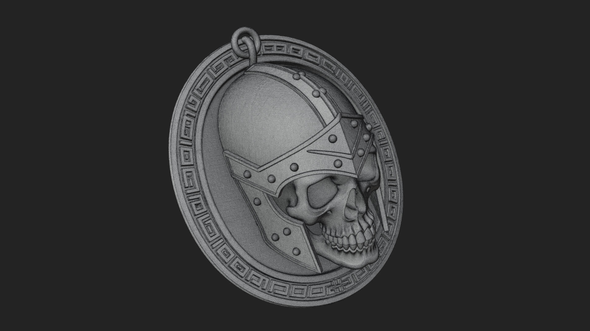 Helmed Skull Oval Relief Plaque Design 2 3D Print Model 3D Model