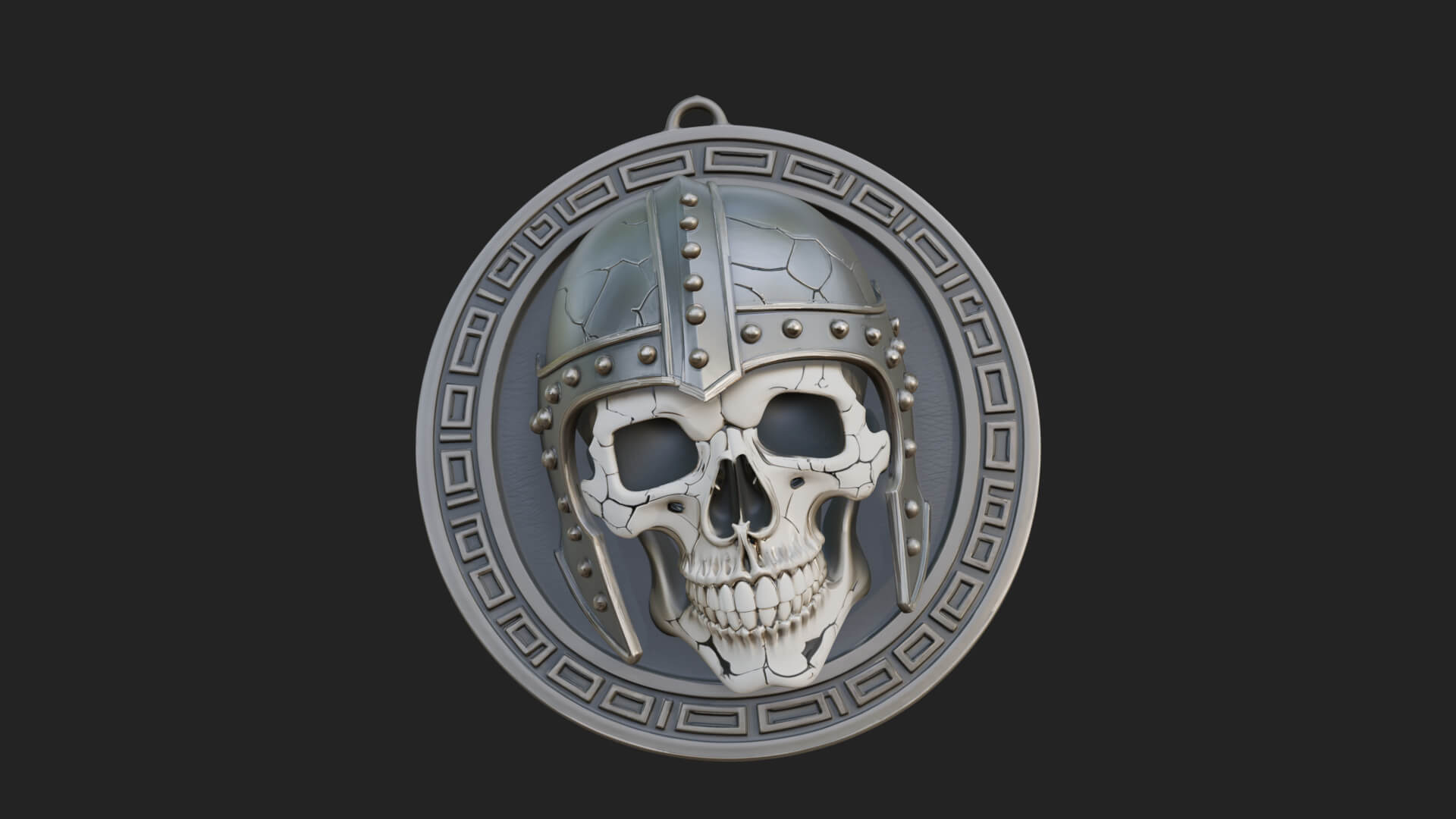 Helmed Skull Oval Relief Plaque Design 3 3D Print Model 3D Model