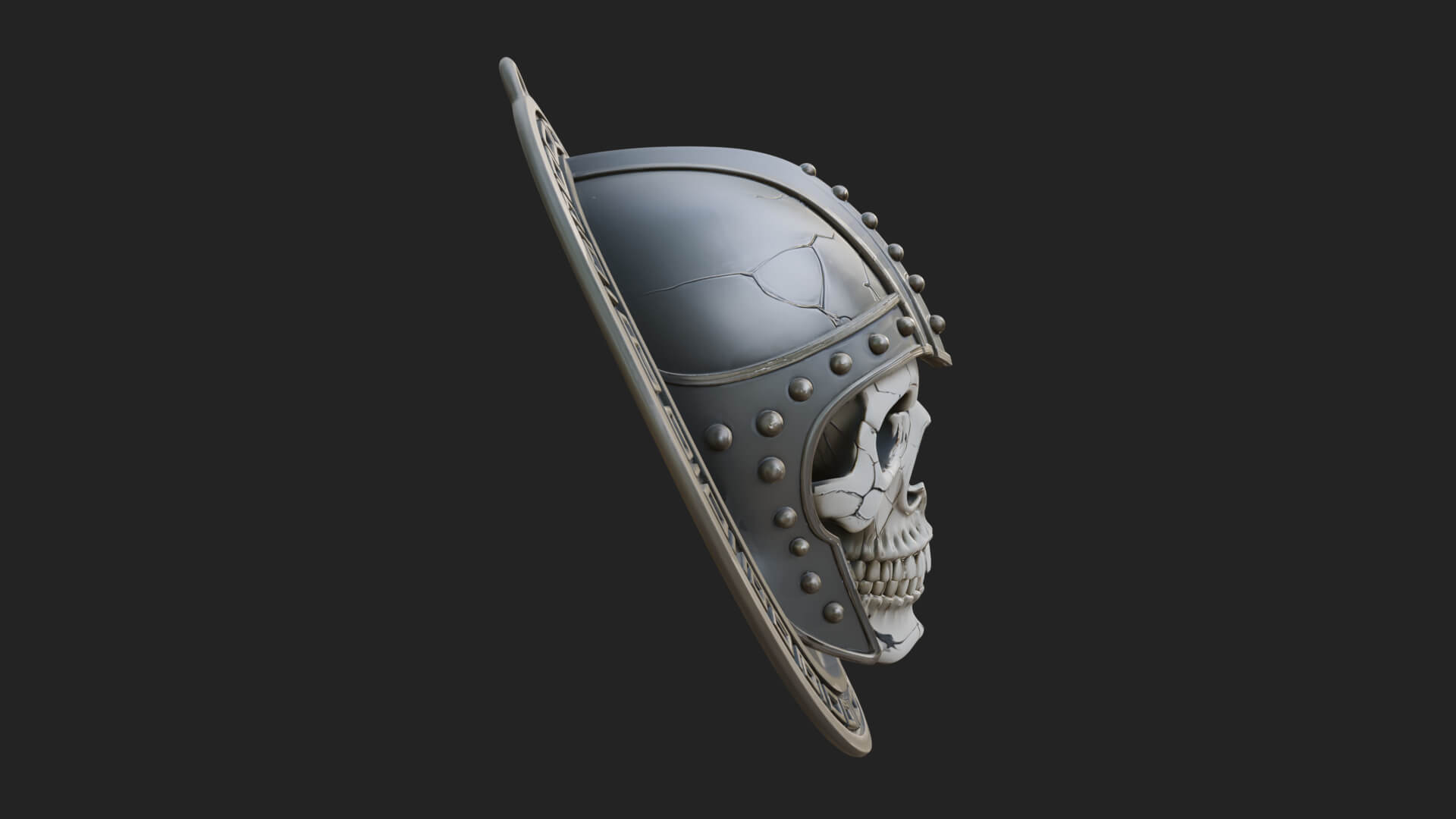 Helmed Skull Oval Relief Plaque Design 3 3D Print Model 3D Model