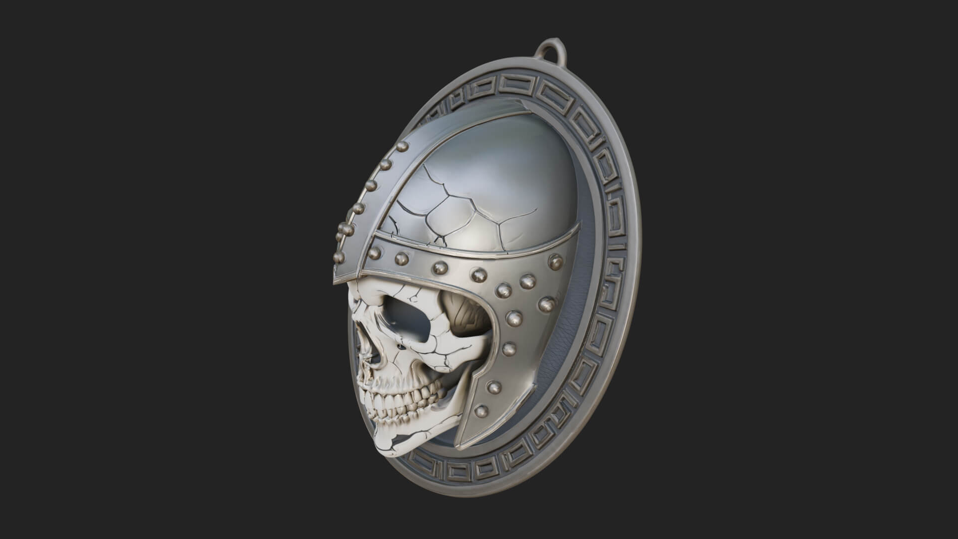 Helmed Skull Oval Relief Plaque Design 3 3D Print Model 3D Model