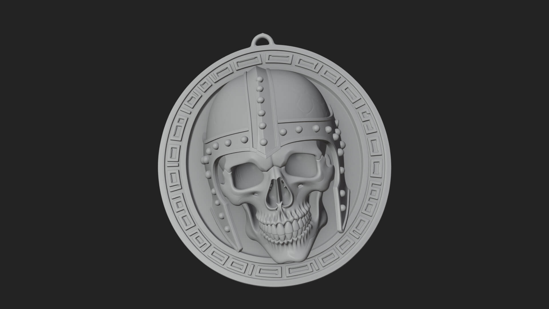 Helmed Skull Oval Relief Plaque Design 3 3D Print Model 3D Model