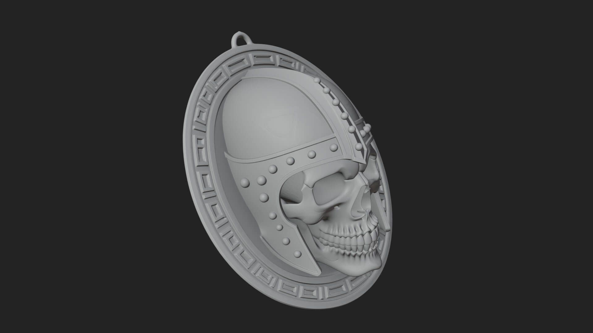 Helmed Skull Oval Relief Plaque Design 3 3D Print Model 3D Model