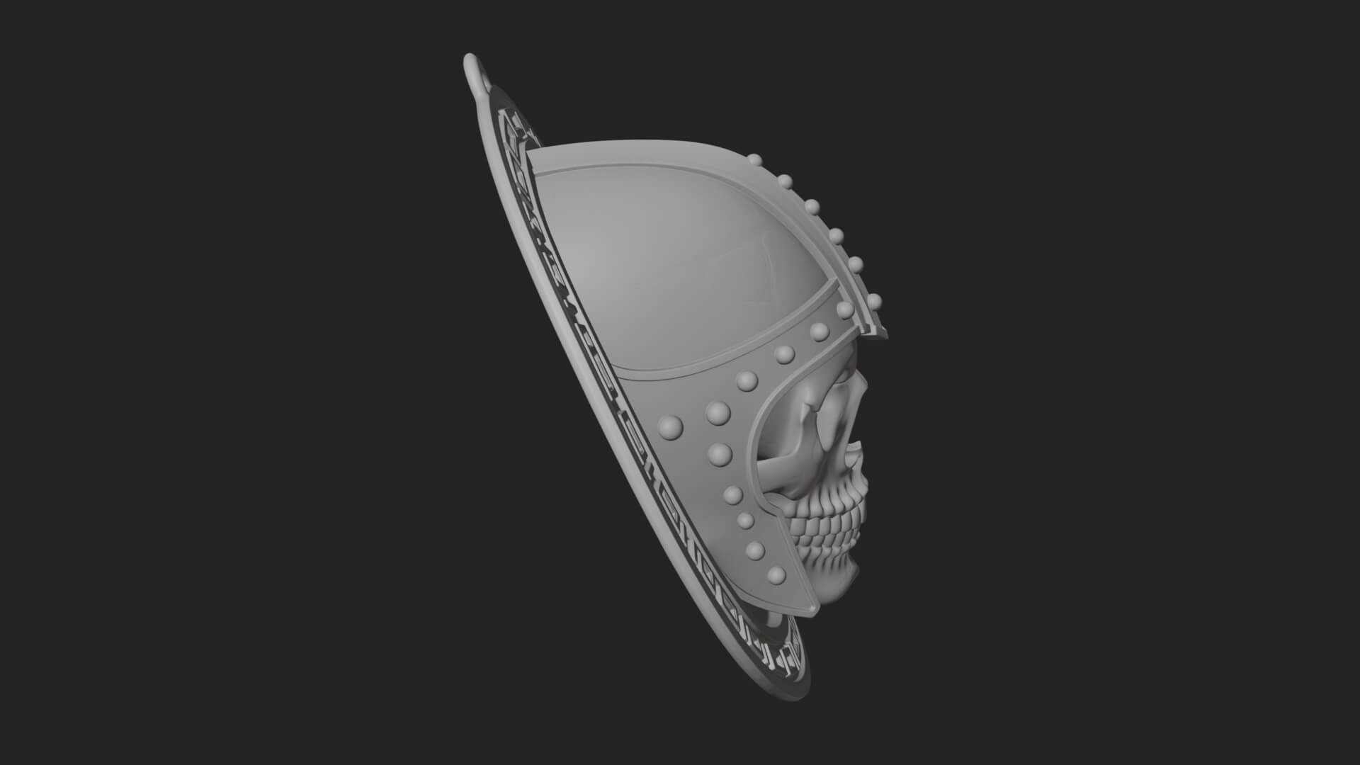 Helmed Skull Oval Relief Plaque Design 3 3D Print Model 3D Model