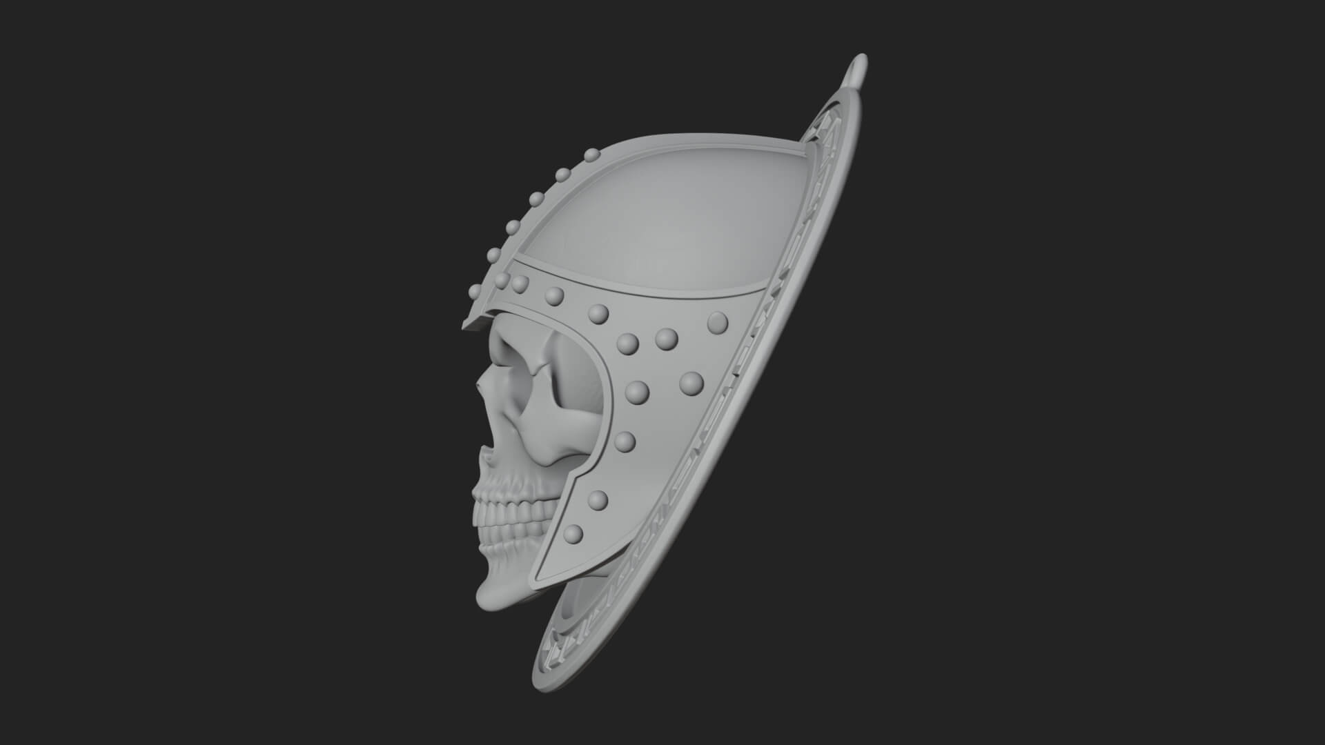 Helmed Skull Oval Relief Plaque Design 3 3D Print Model 3D Model
