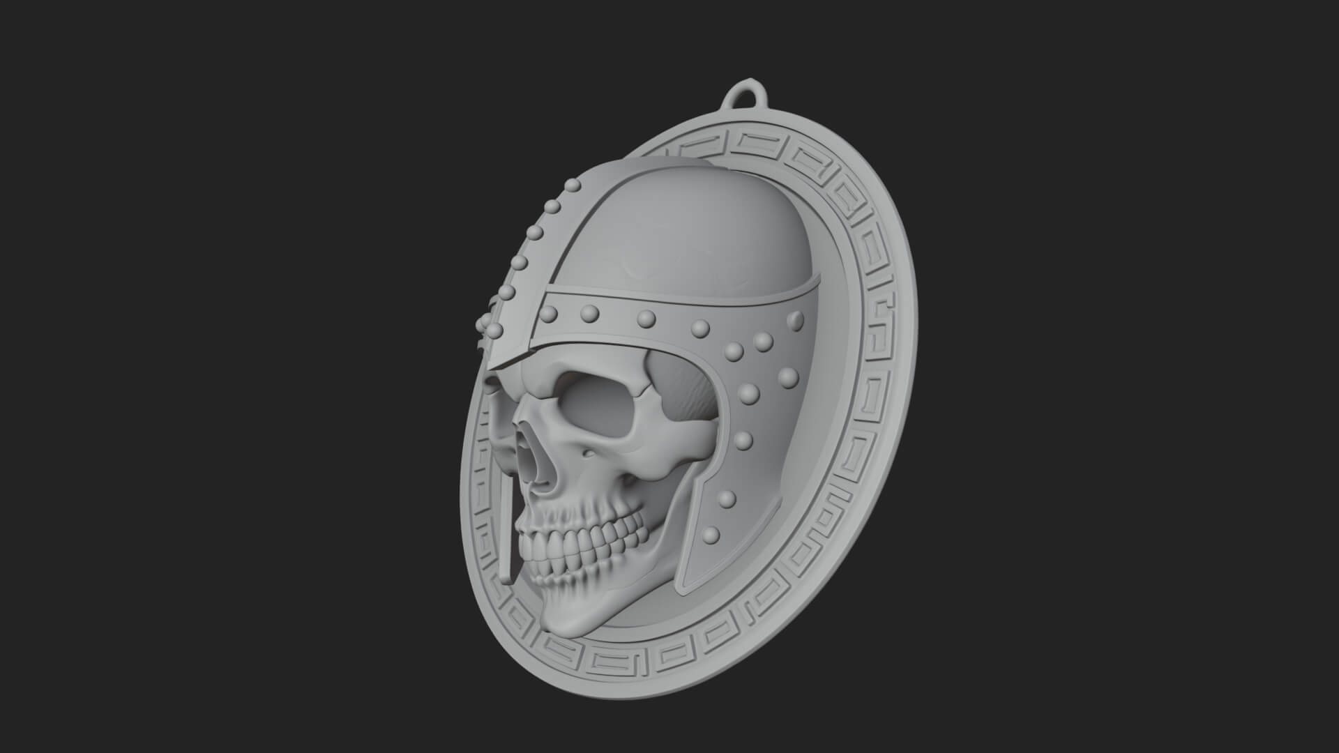 Helmed Skull Oval Relief Plaque Design 3 3D Print Model 3D Model