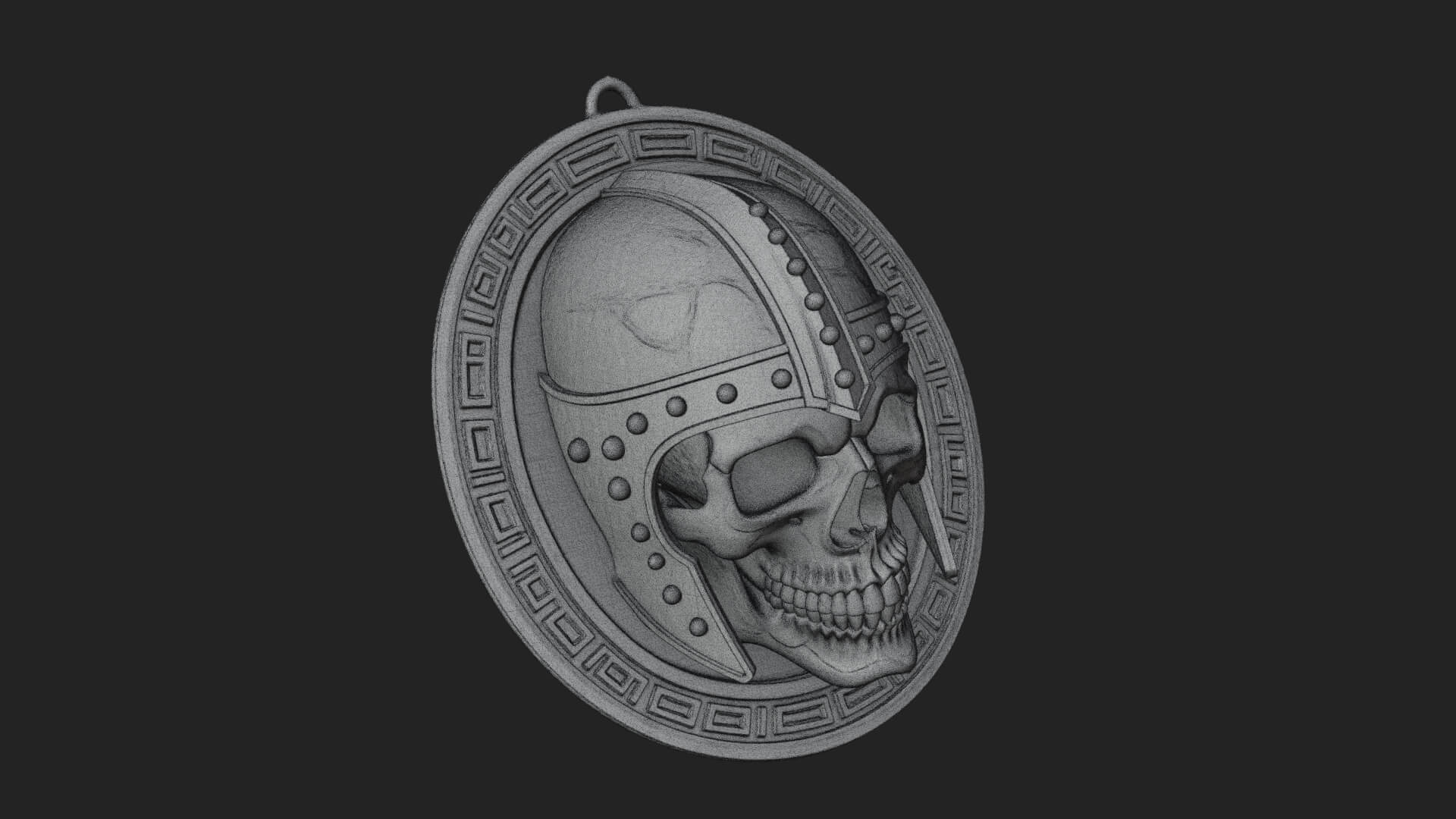 Helmed Skull Oval Relief Plaque Design 3 3D Print Model 3D Model