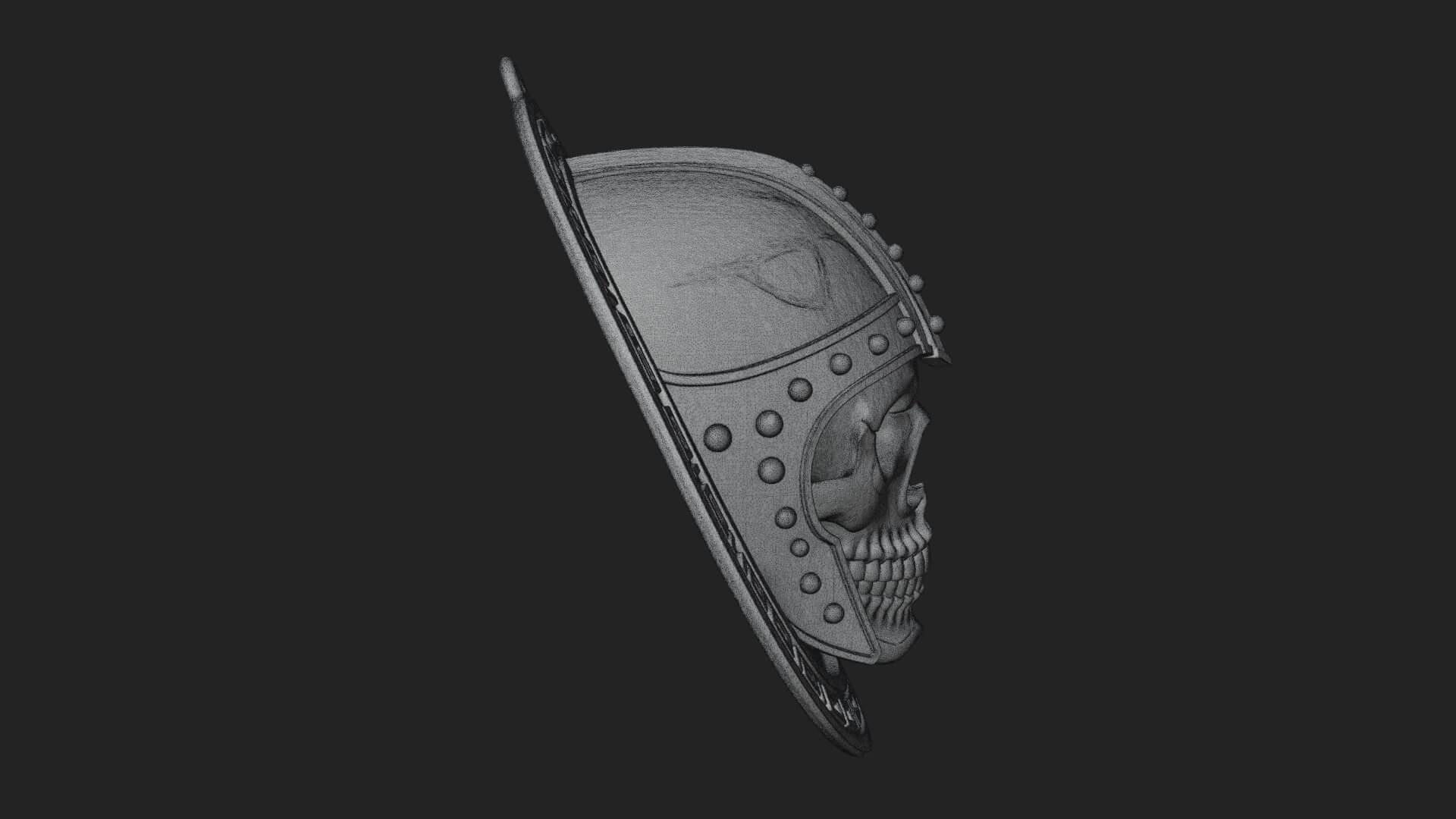 Helmed Skull Oval Relief Plaque Design 3 3D Print Model 3D Model