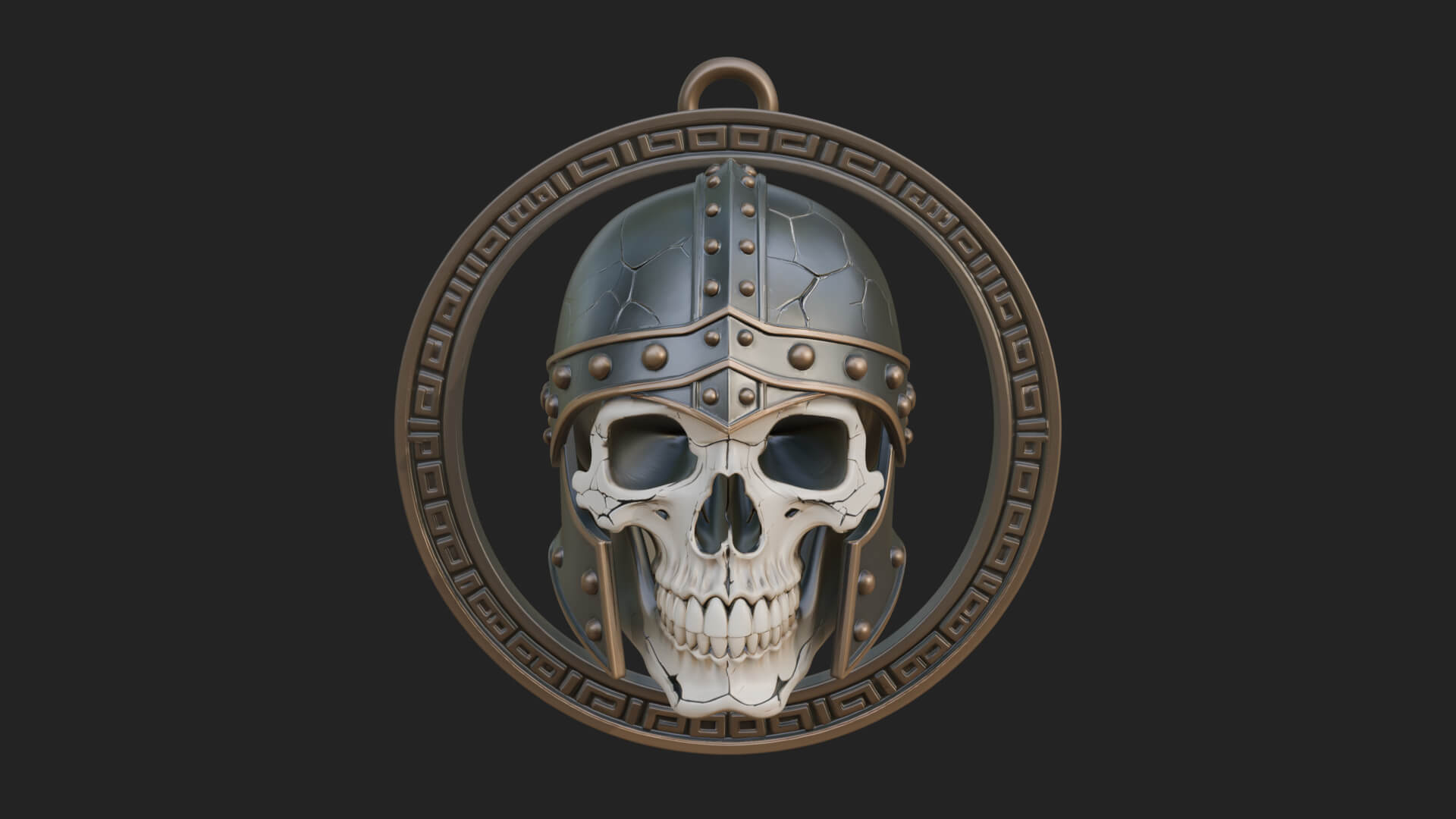 Helmed Skull Oval Relief Plaque Design 4 3D Print Model 3D Model