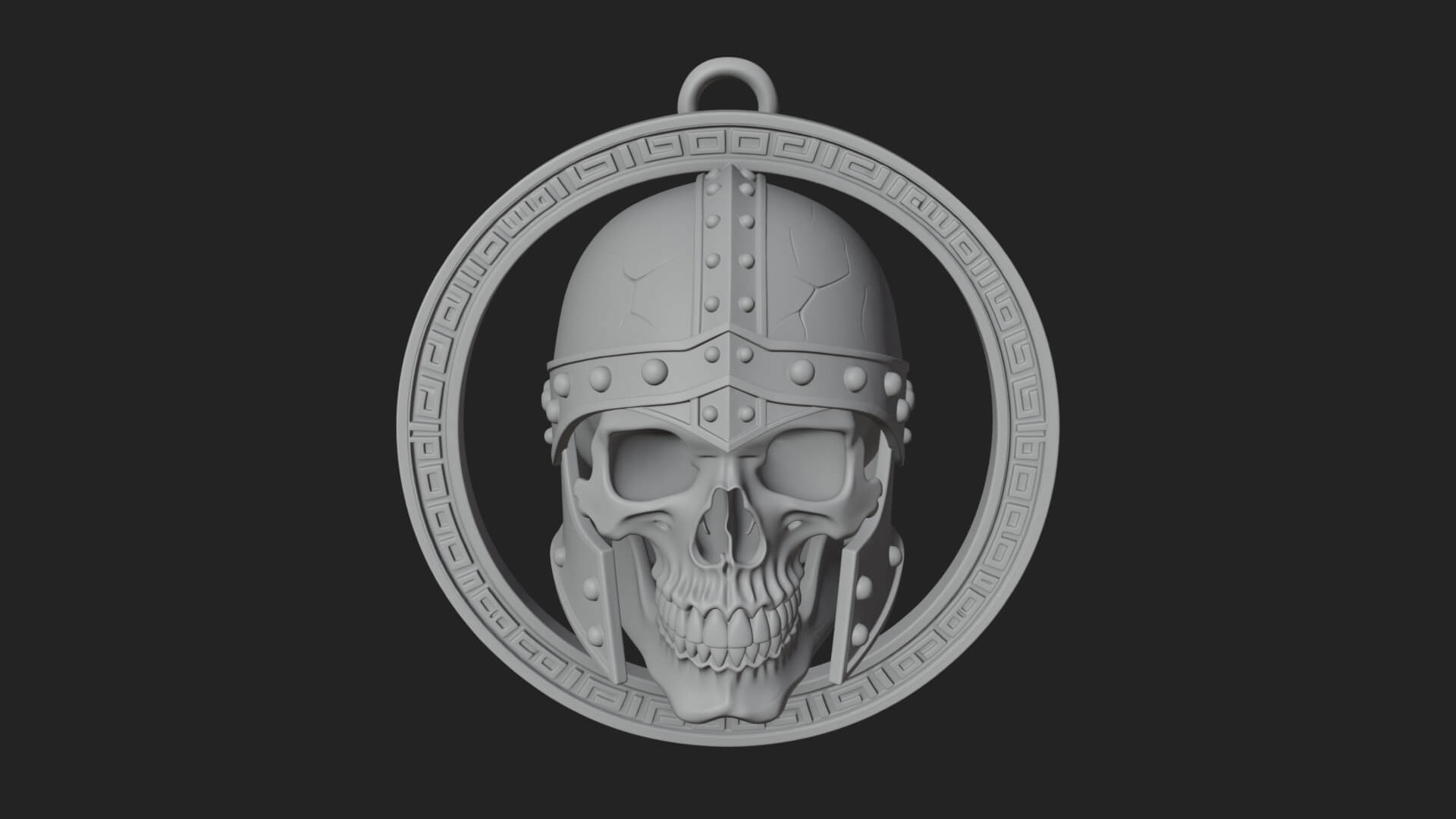 Helmed Skull Oval Relief Plaque Design 4 3D Print Model 3D Model
