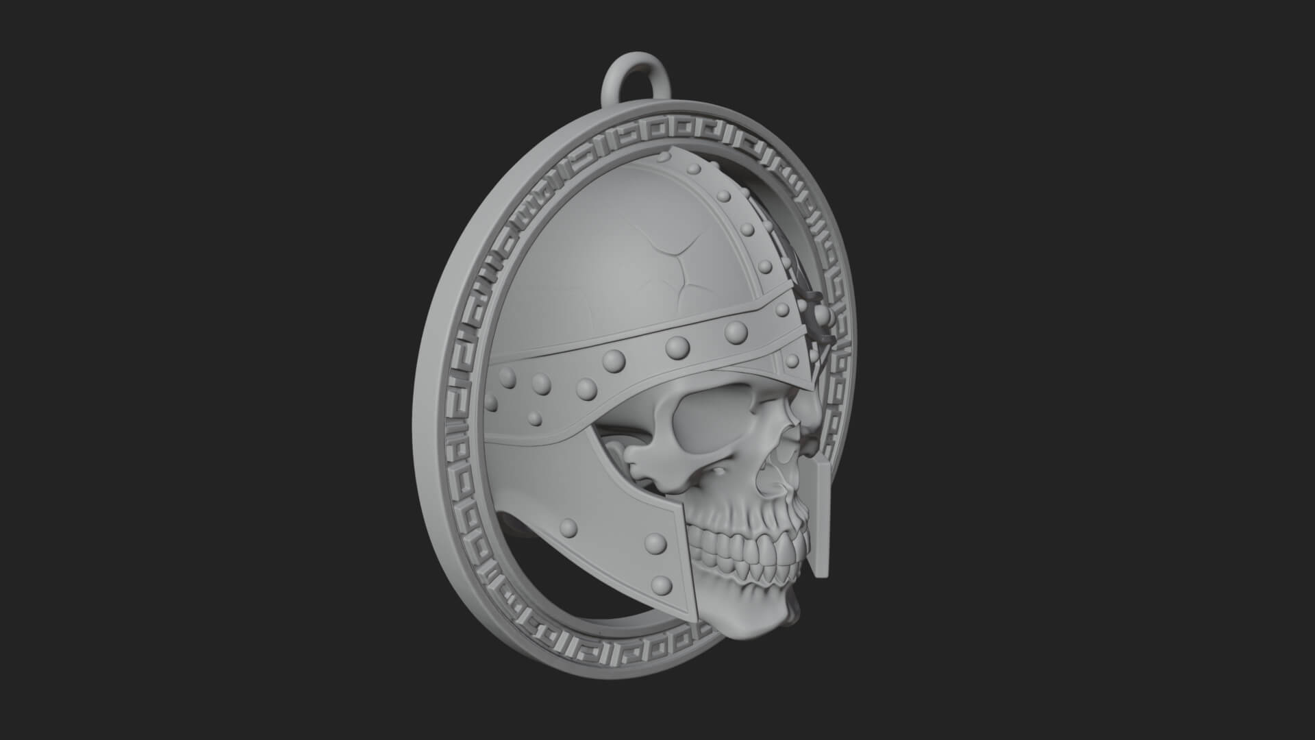 Helmed Skull Oval Relief Plaque Design 4 3D Print Model 3D Model