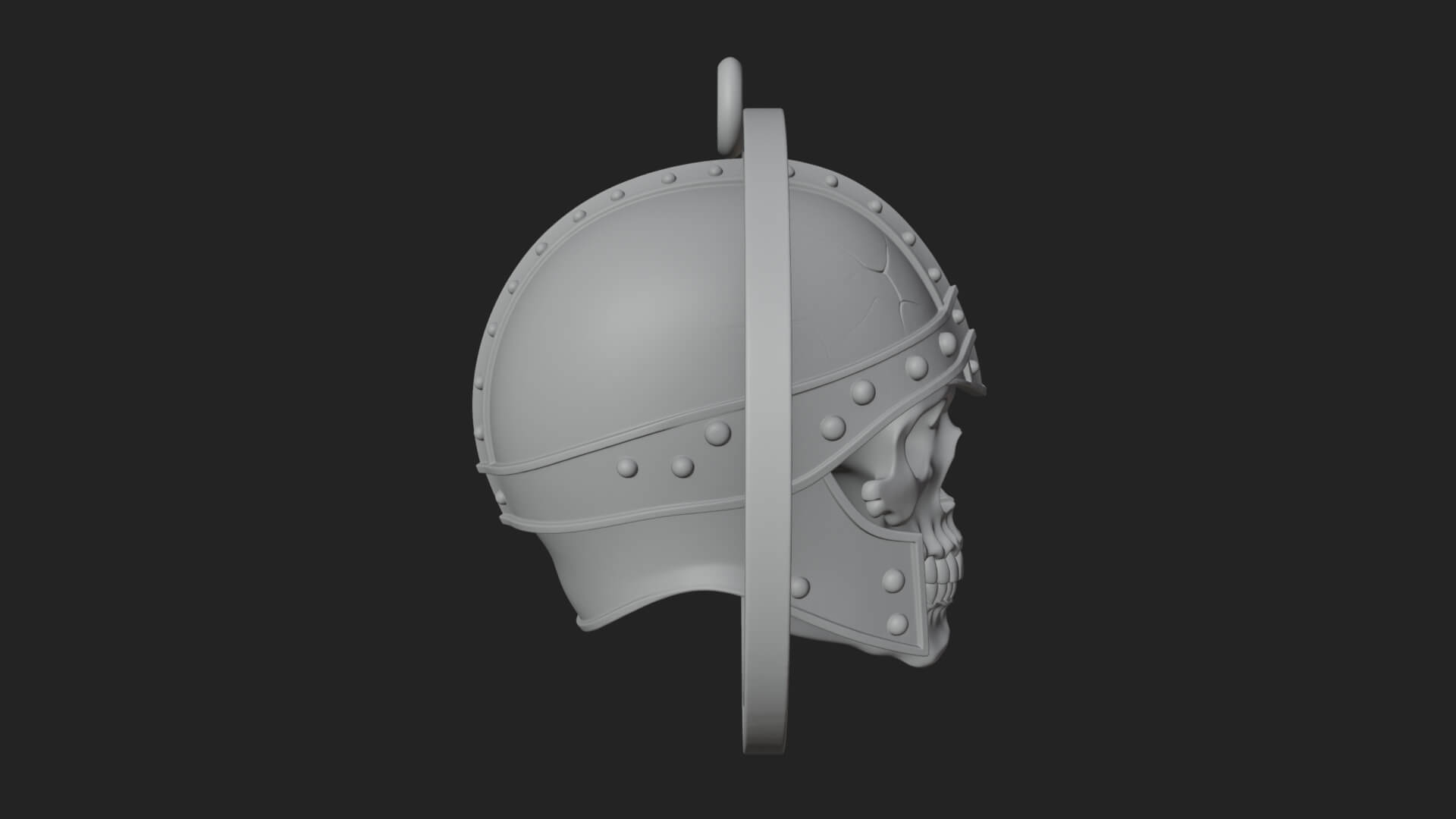 Helmed Skull Oval Relief Plaque Design 4 3D Print Model 3D Model
