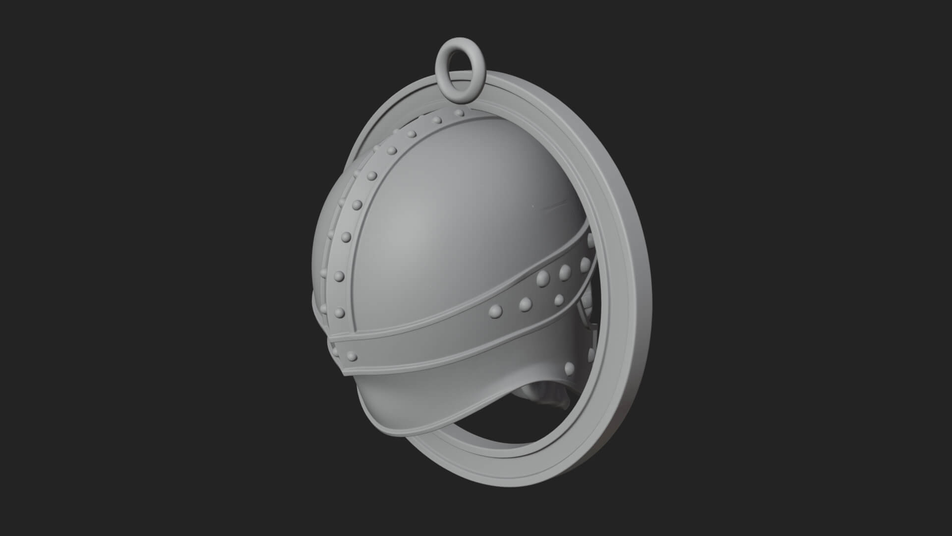 Helmed Skull Oval Relief Plaque Design 4 3D Print Model 3D Model