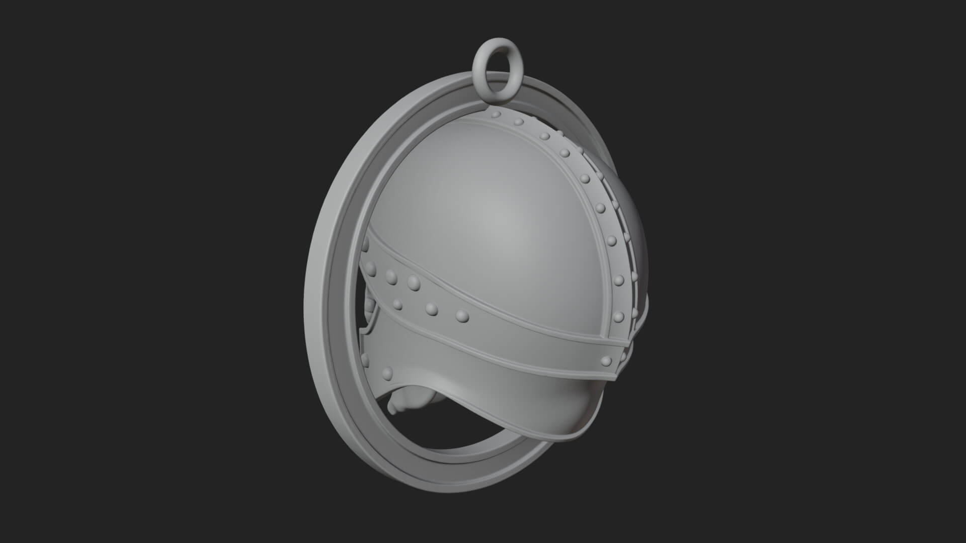 Helmed Skull Oval Relief Plaque Design 4 3D Print Model 3D Model