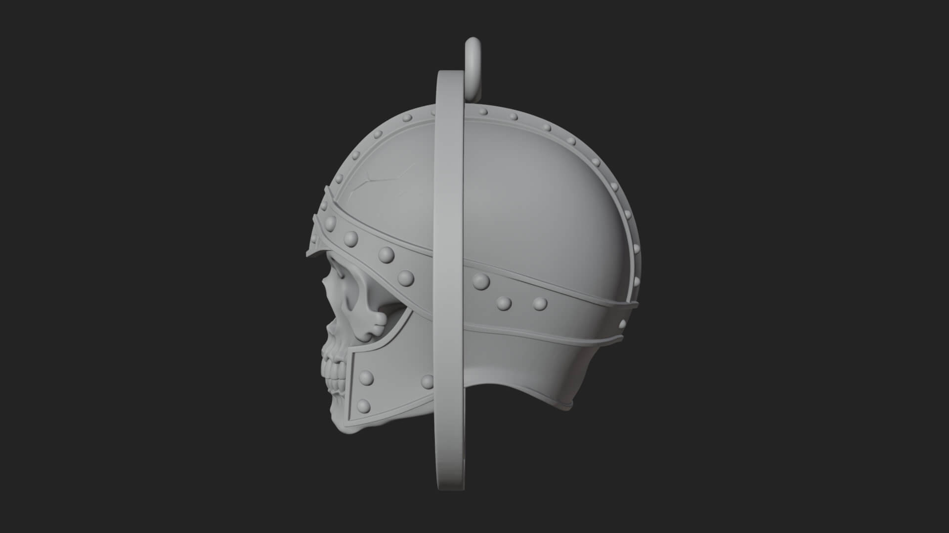Helmed Skull Oval Relief Plaque Design 4 3D Print Model 3D Model