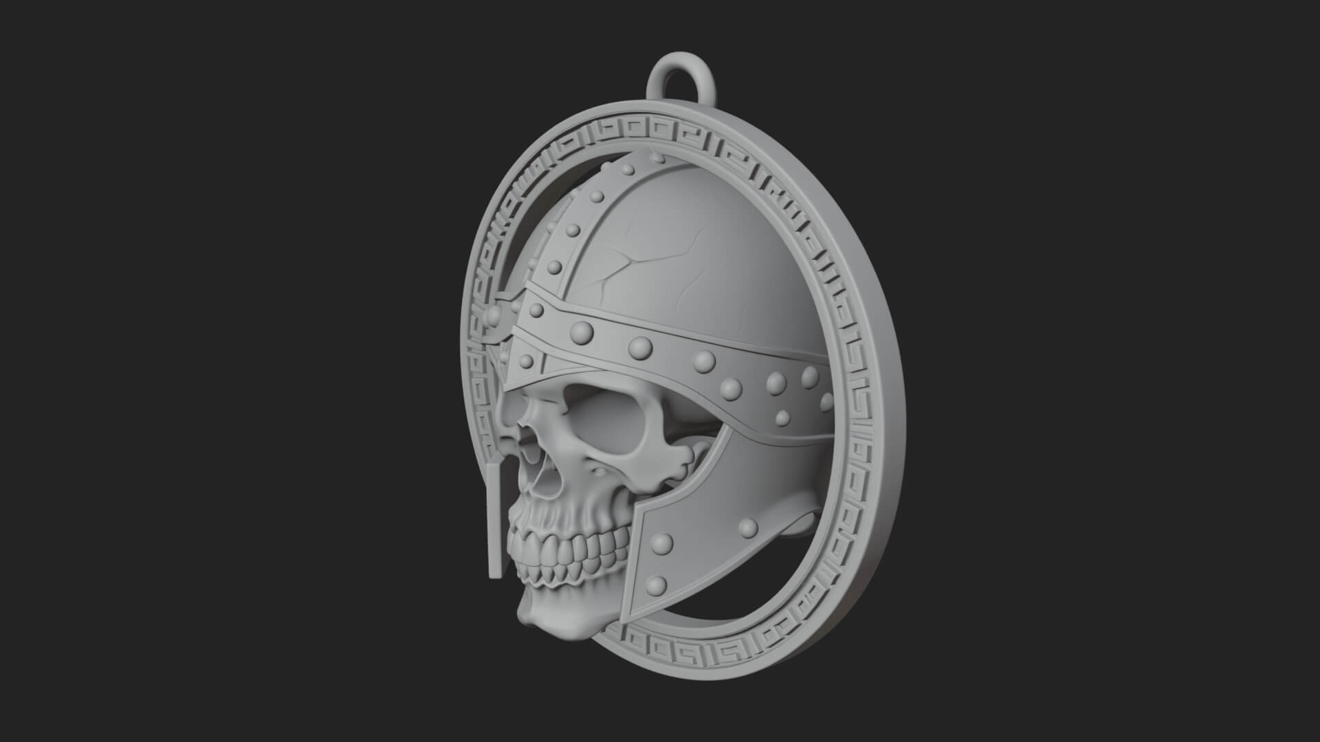Helmed Skull Oval Relief Plaque Design 4 3D Print Model 3D Model