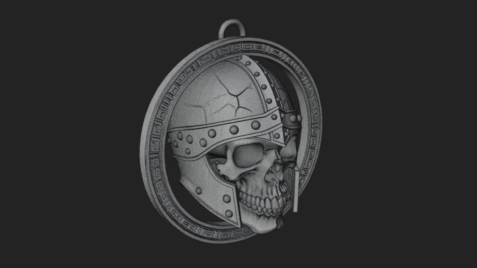 Helmed Skull Oval Relief Plaque Design 4 3D Print Model 3D Model