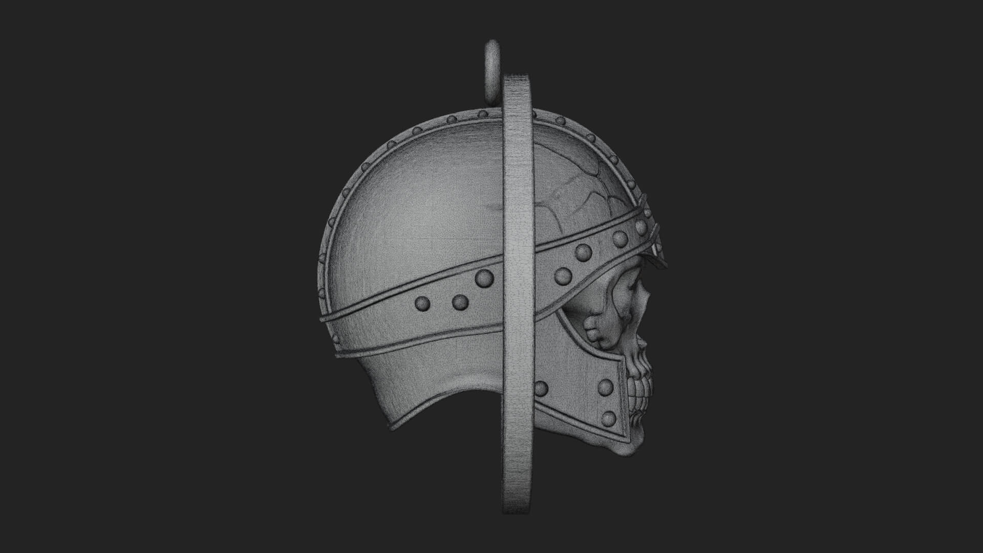 Helmed Skull Oval Relief Plaque Design 4 3D Print Model 3D Model